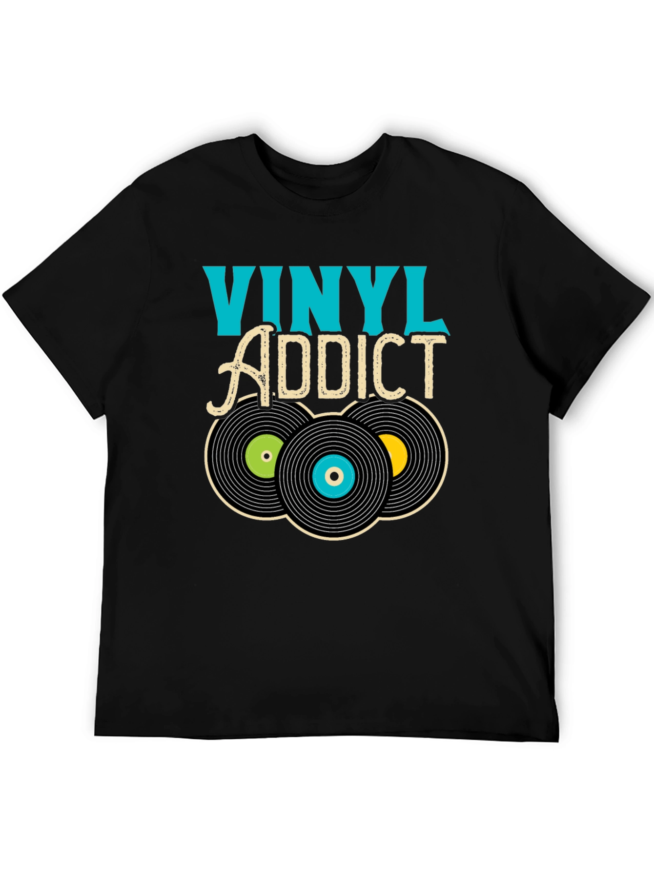 Vinyl Addict Graphic T-Shirt - Retro Music Lover Tee