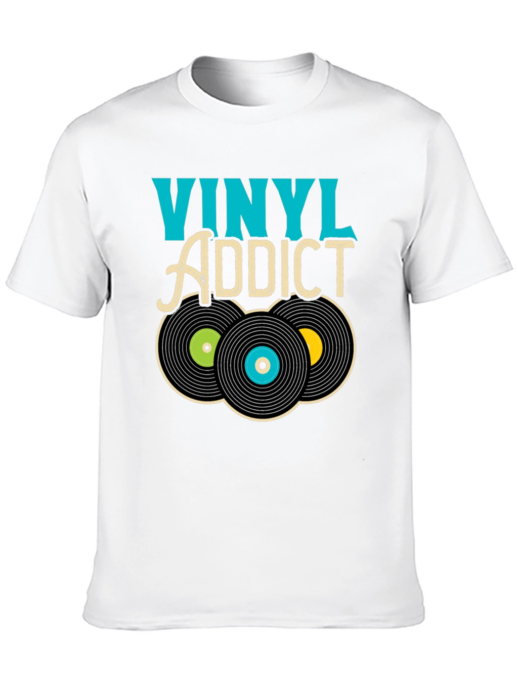Vinyl Addict Graphic T-Shirt - Retro Music Lover Tee