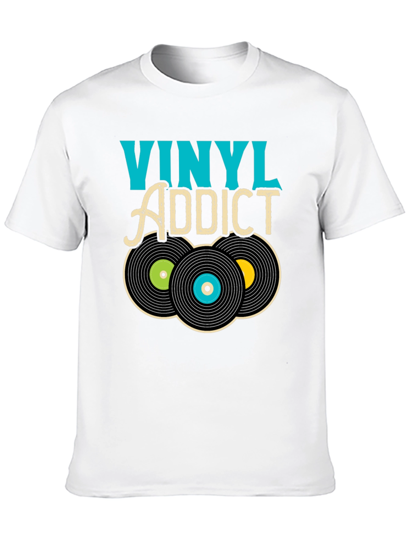 Vinyl Addict Graphic T-Shirt - Retro Music Lover Tee