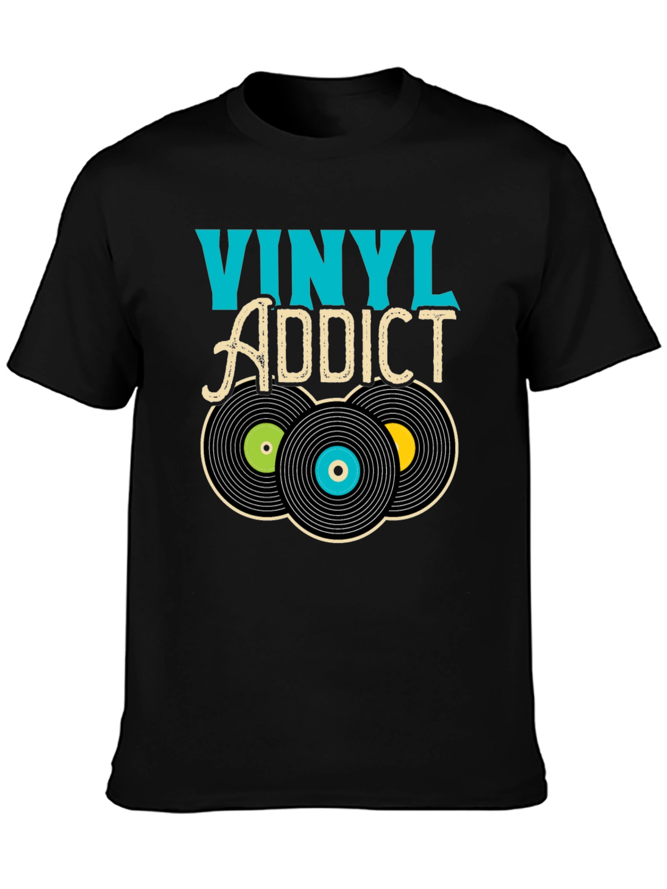 Vinyl Addict Graphic T-Shirt - Retro Music Lover Tee