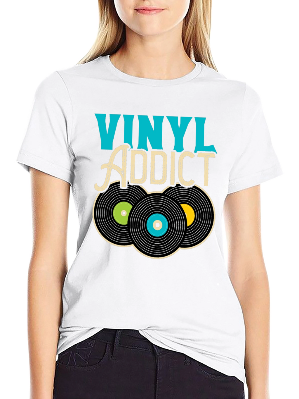 Vinyl Addict Graphic T-Shirt - Retro Music Lover Tee