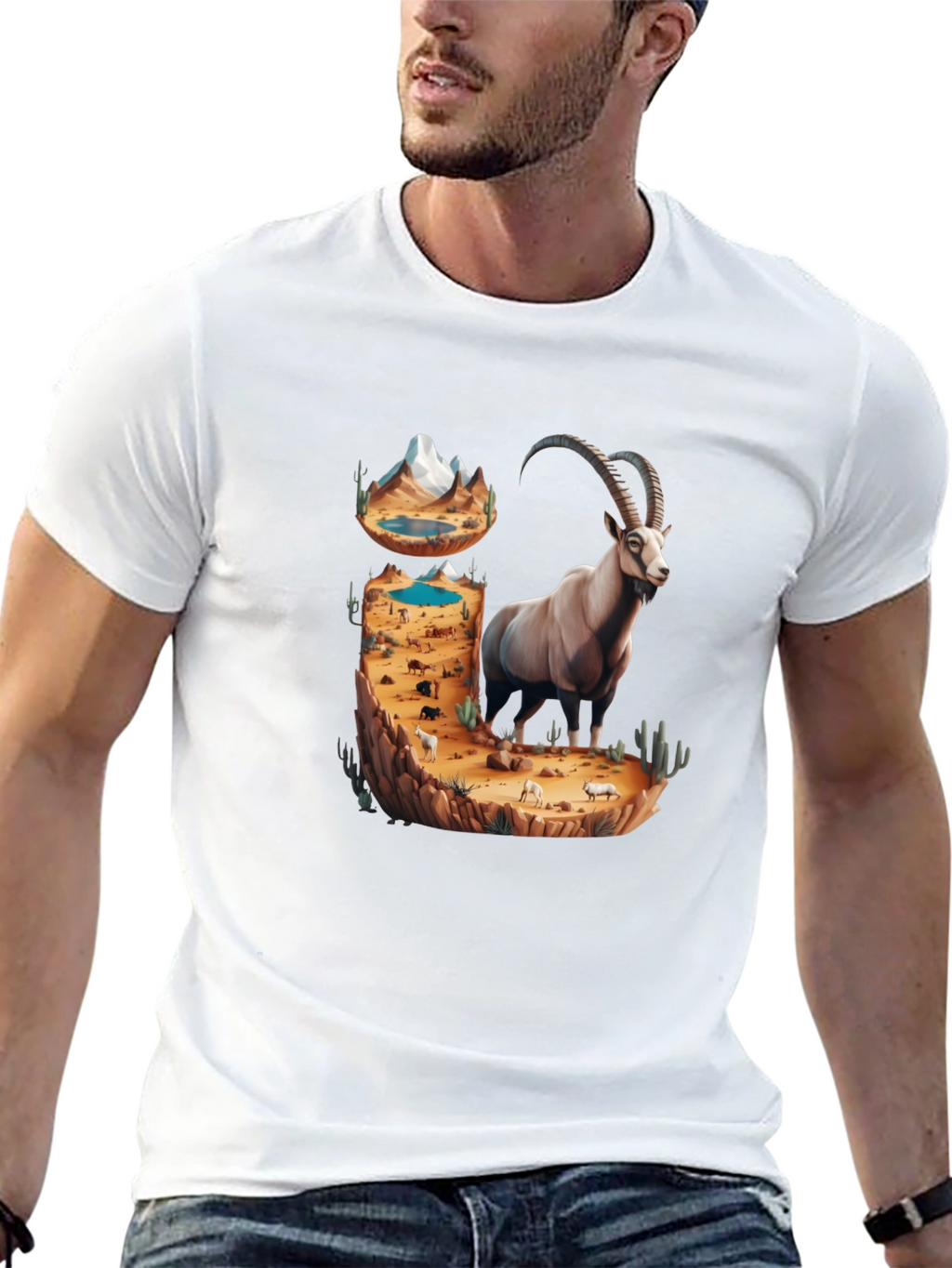 Desert Ibex Graphic Tee - Nature Inspired Design