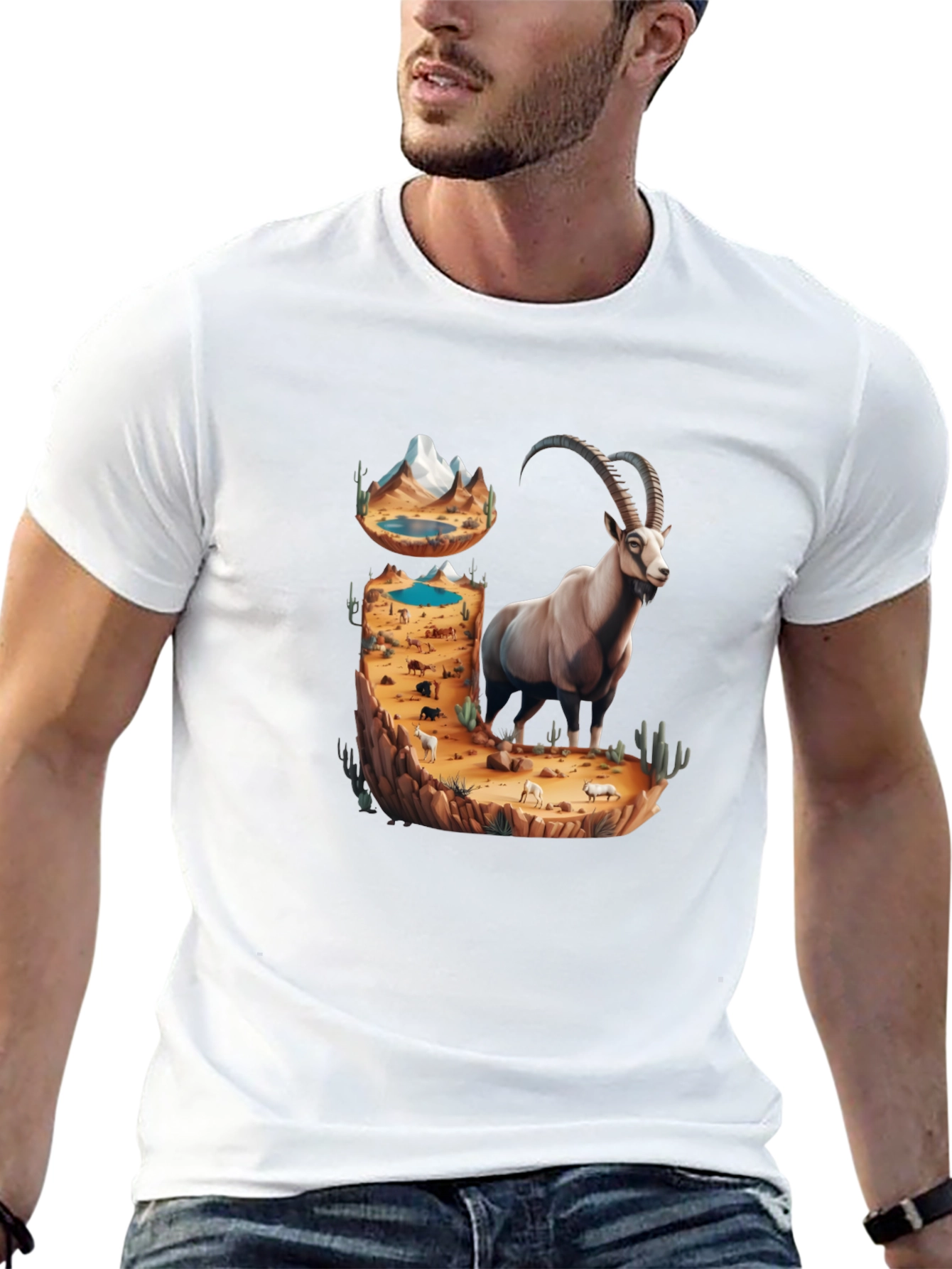 Desert Ibex Graphic Tee - Nature Inspired Design