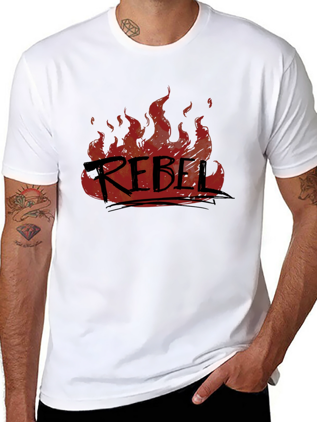 Rebel Fire Graphic T-Shirt - Black
