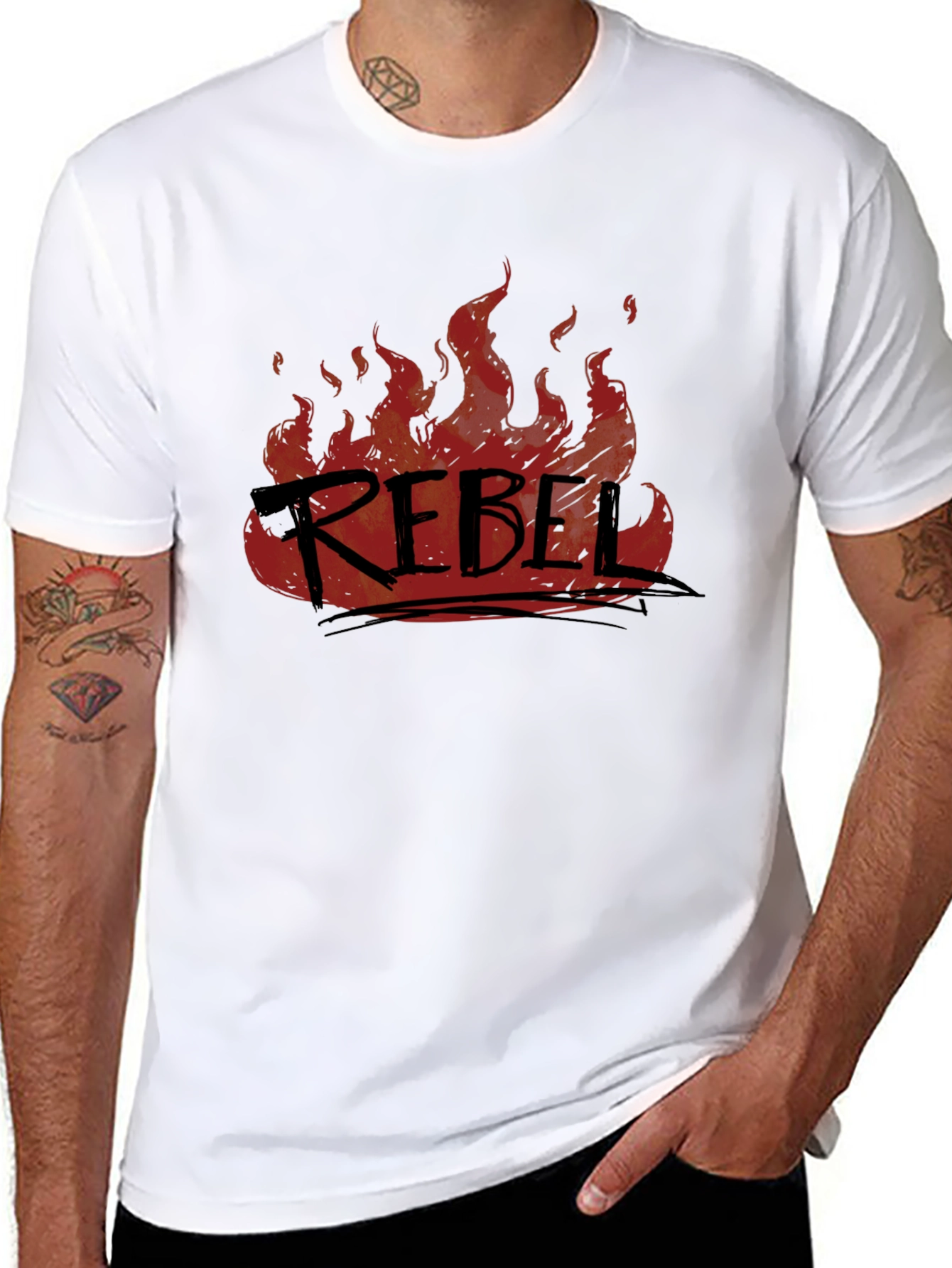Rebel Fire Graphic T-Shirt - Black