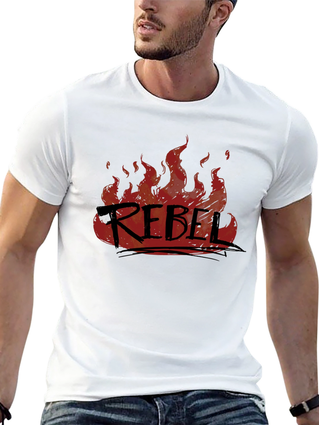 Rebel Fire Graphic T-Shirt - Black