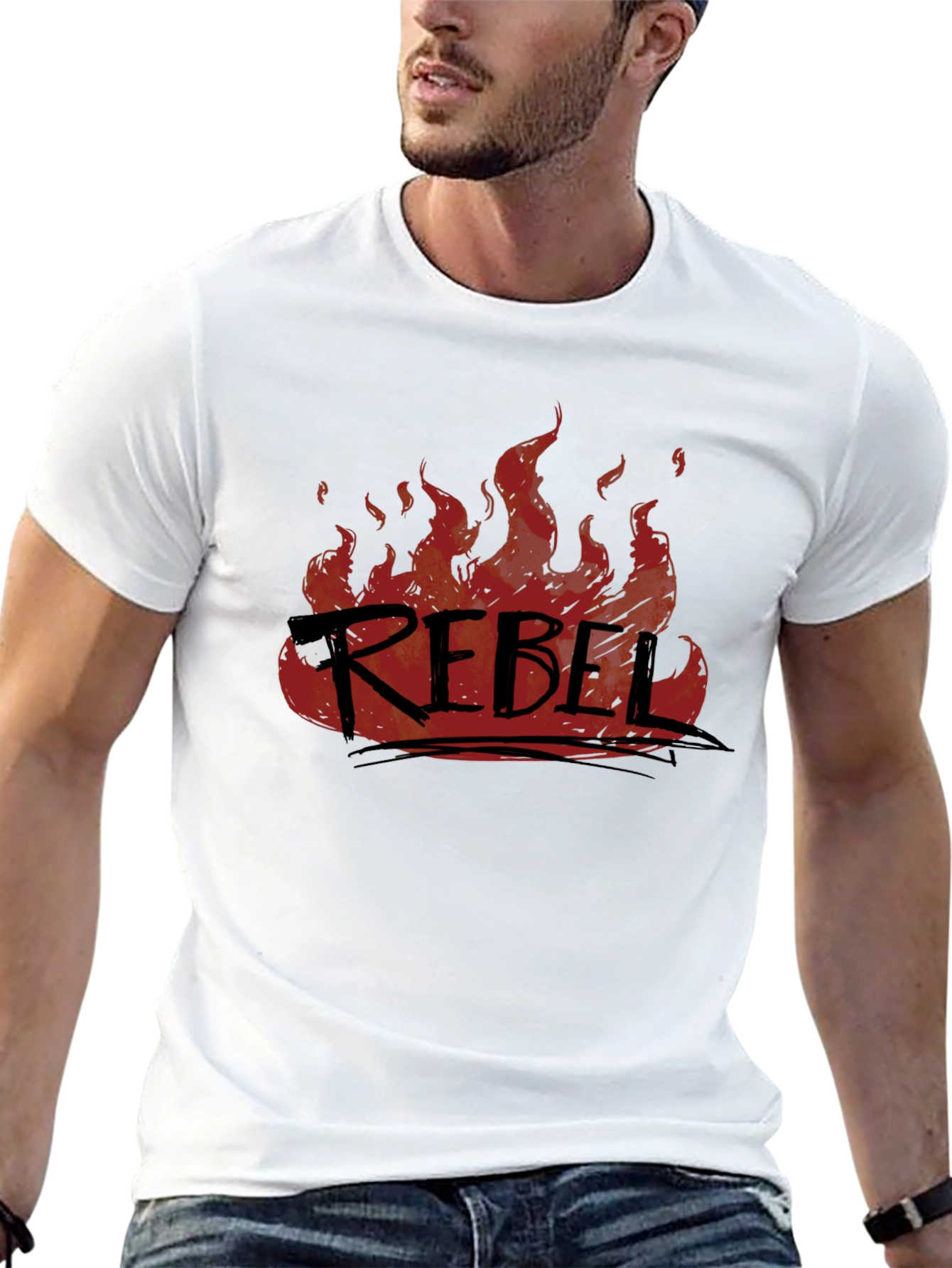 Rebel Fire Graphic T-Shirt - Black