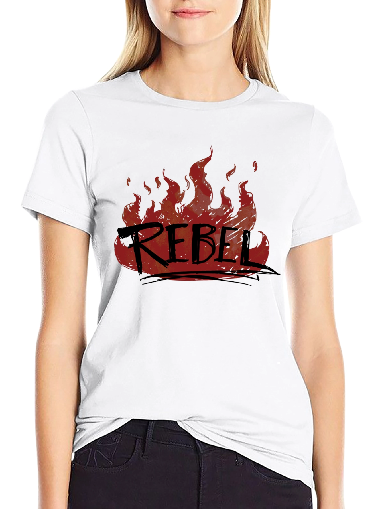 Rebel Fire Graphic T-Shirt - Black