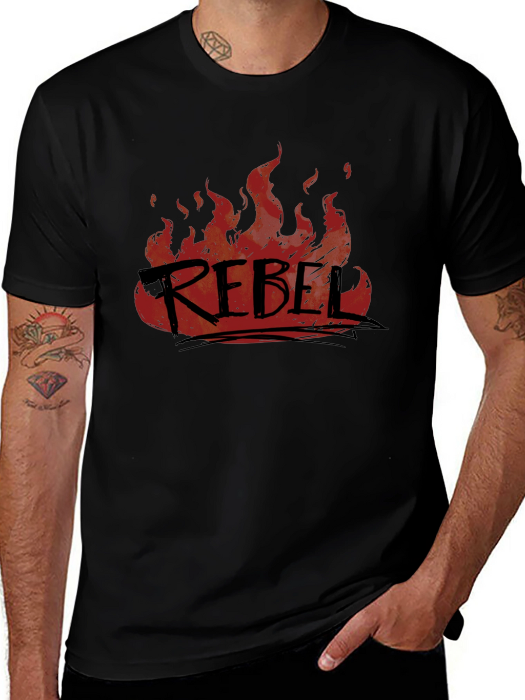 Rebel Fire Graphic T-Shirt - Black