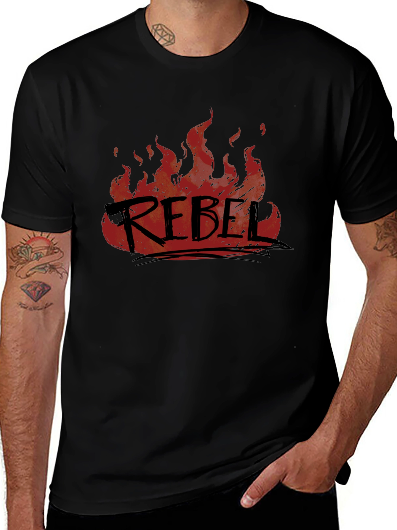 Rebel Fire Graphic T-Shirt - Black