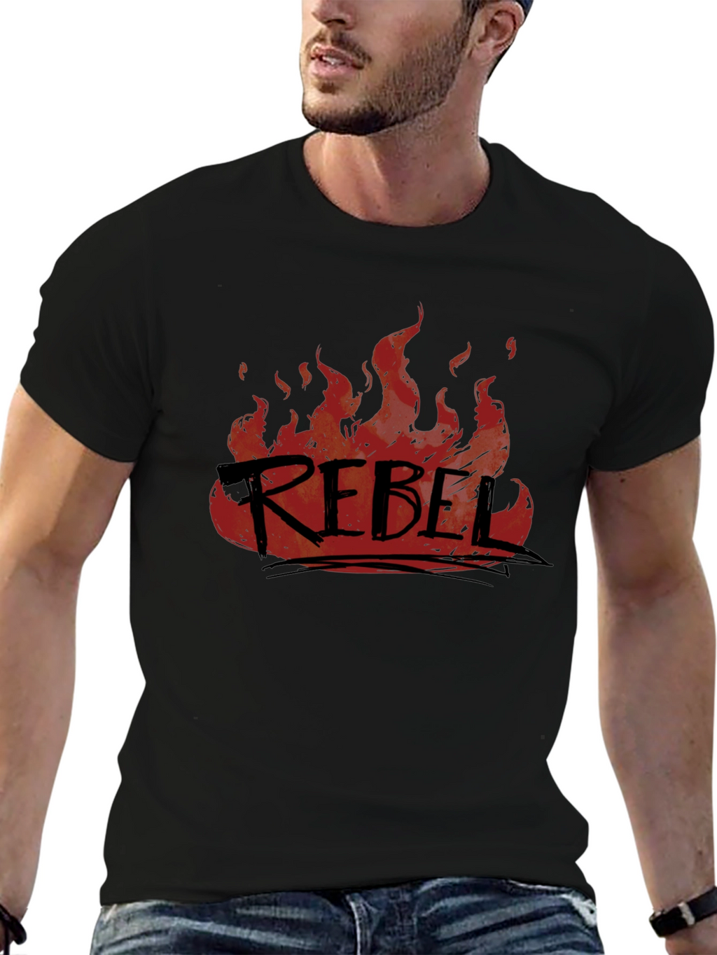Rebel Fire Graphic T-Shirt - Black