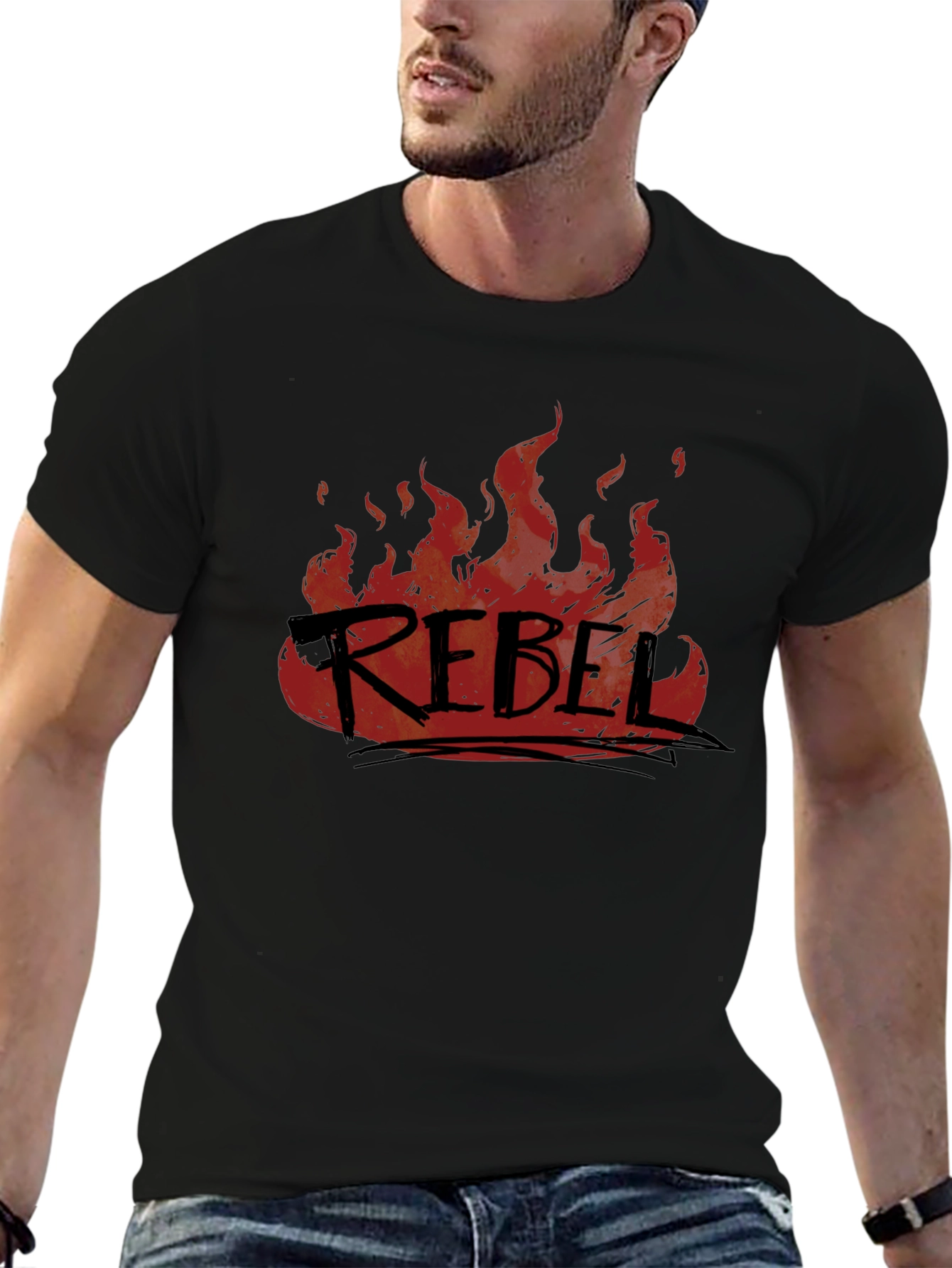 Rebel Fire Graphic T-Shirt - Black