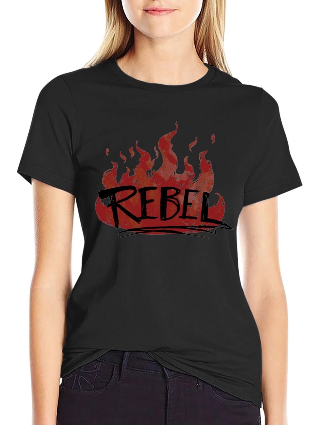 Rebel Fire Graphic T-Shirt - Black
