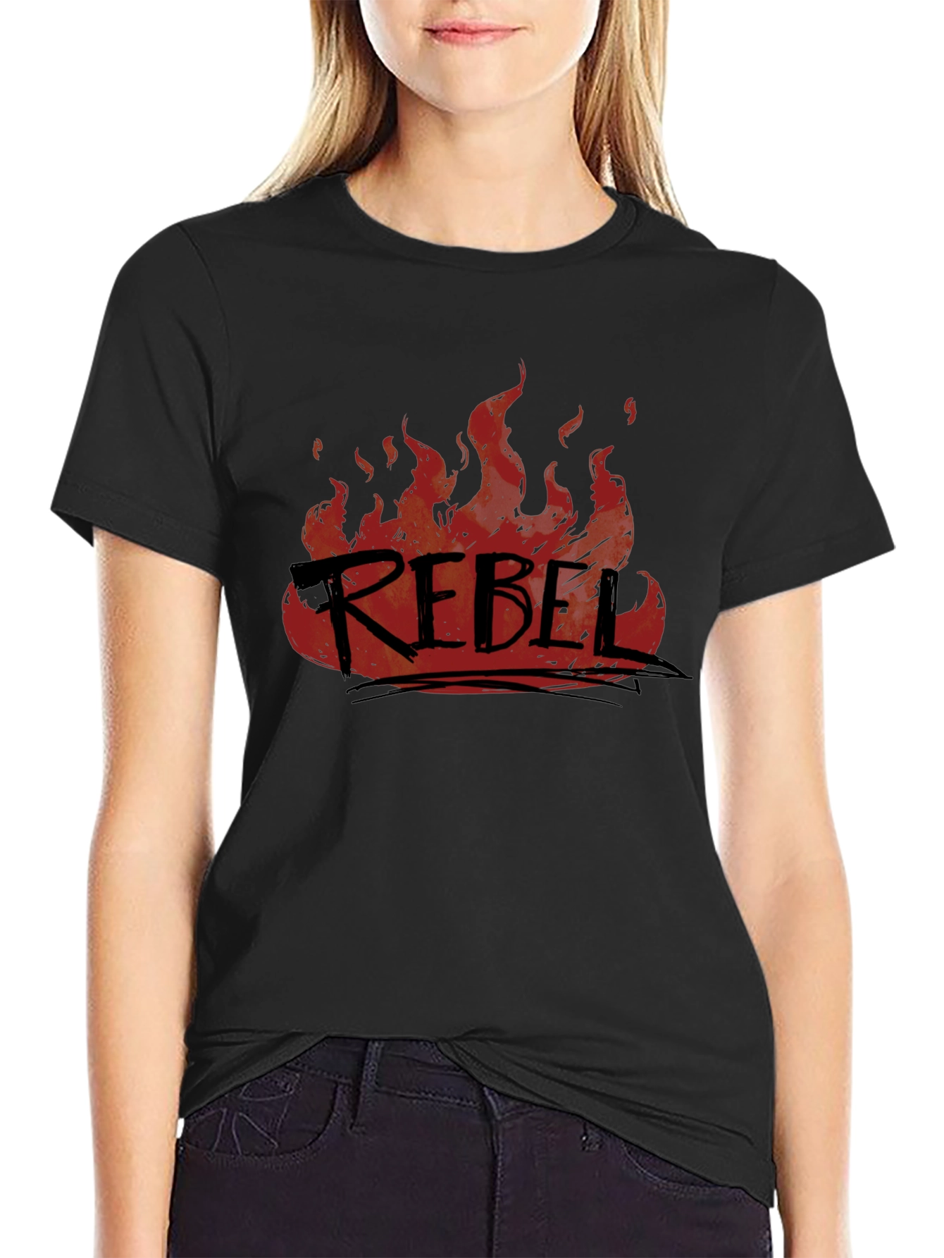 Rebel Fire Graphic T-Shirt - Black