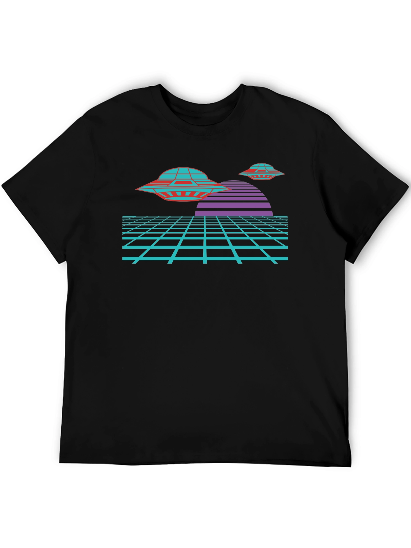 Retro Sci-Fi UFO T-Shirt - Black Graphic Tee