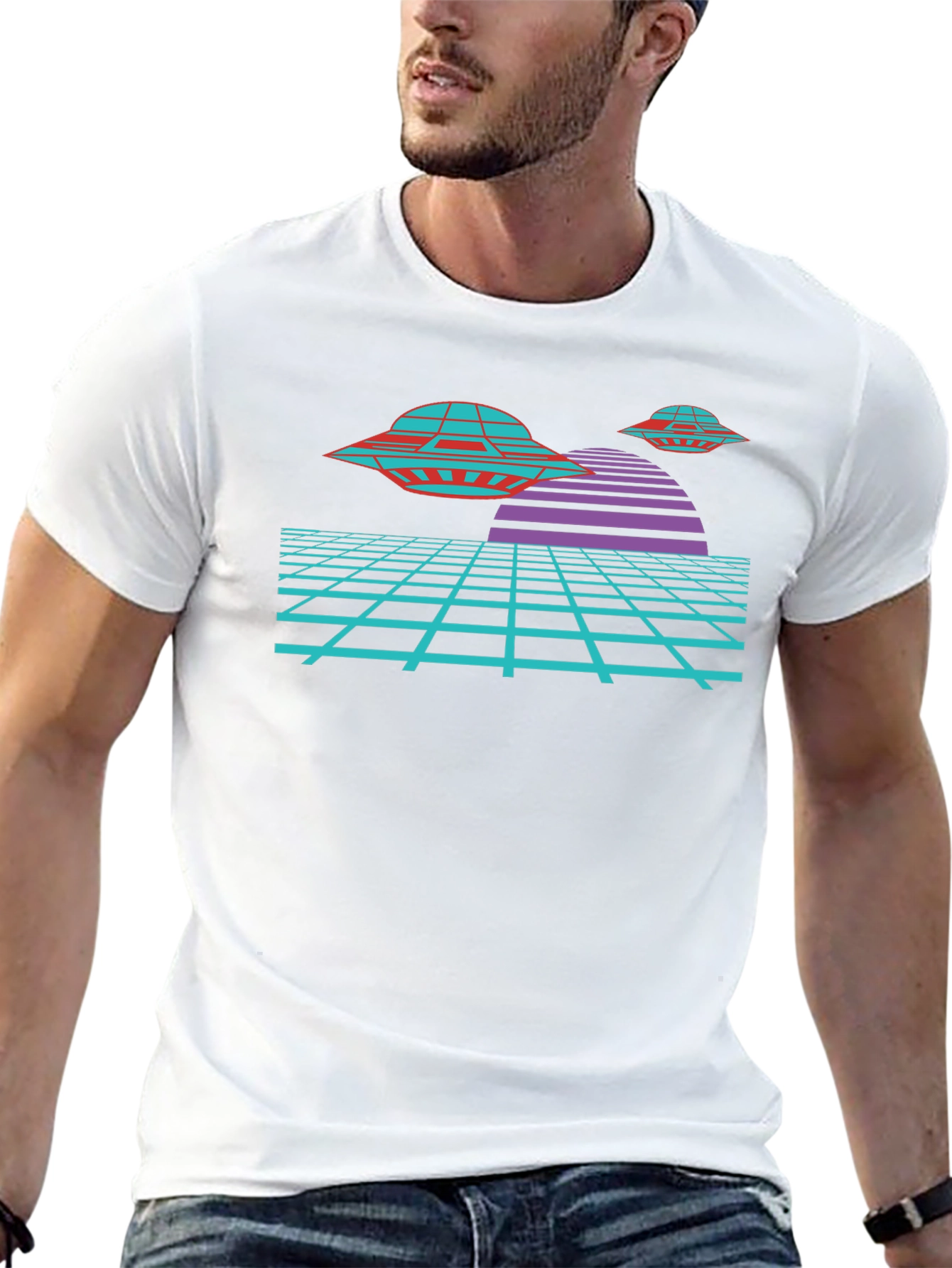Retro Sci-Fi UFO T-Shirt - Black Graphic Tee