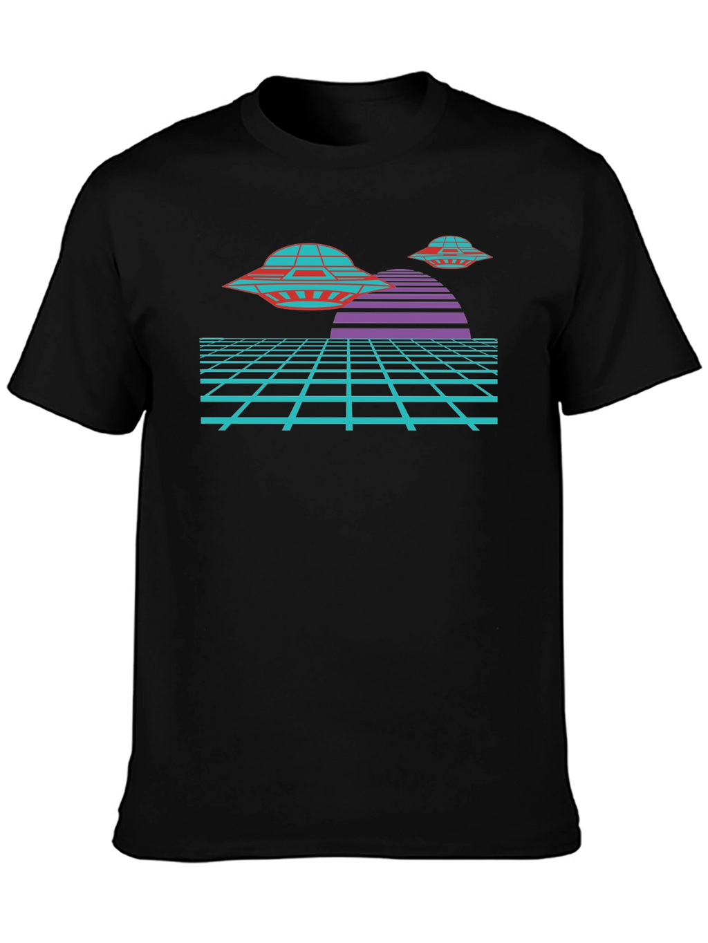 Retro Sci-Fi UFO T-Shirt - Black Graphic Tee