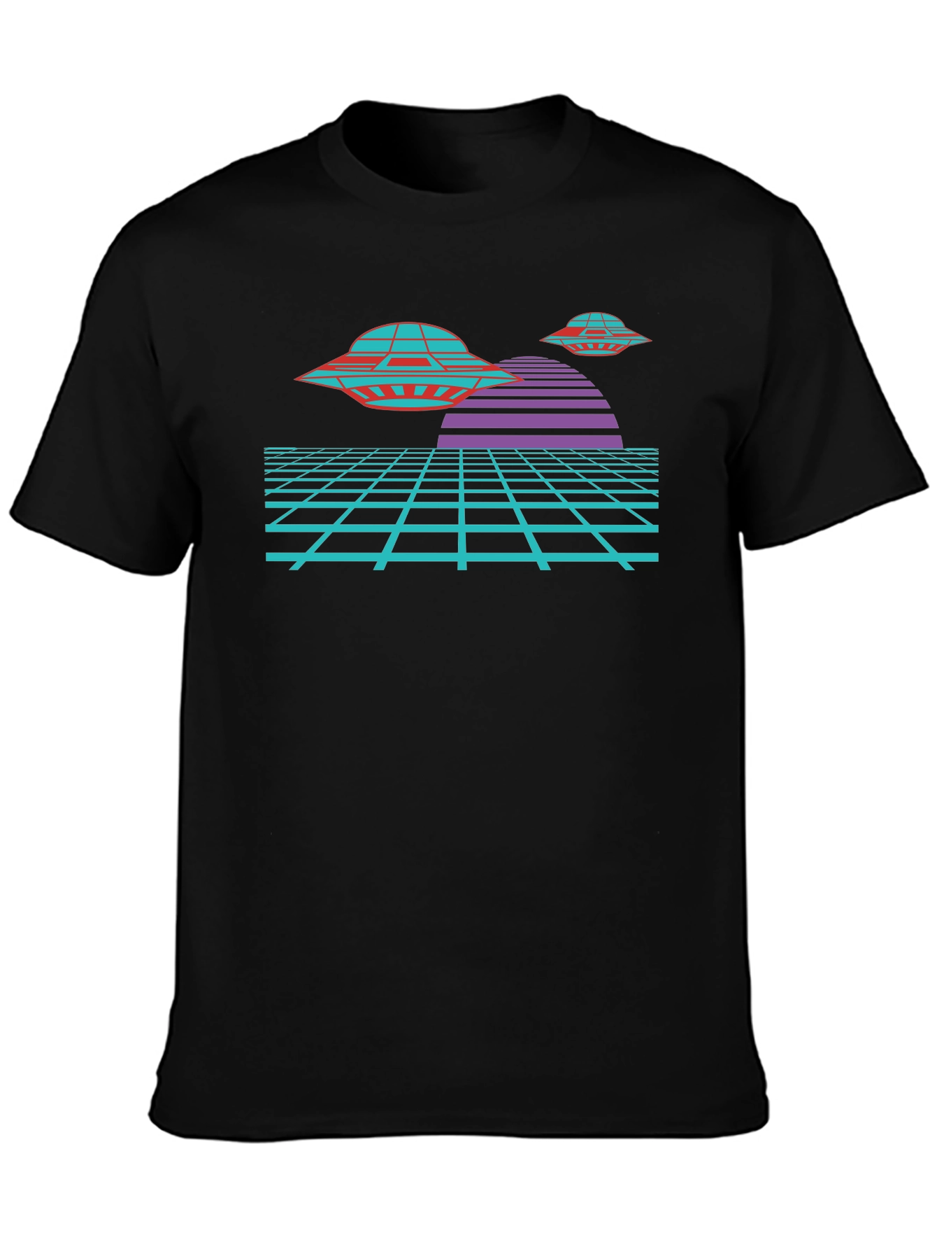 Retro Sci-Fi UFO T-Shirt - Black Graphic Tee