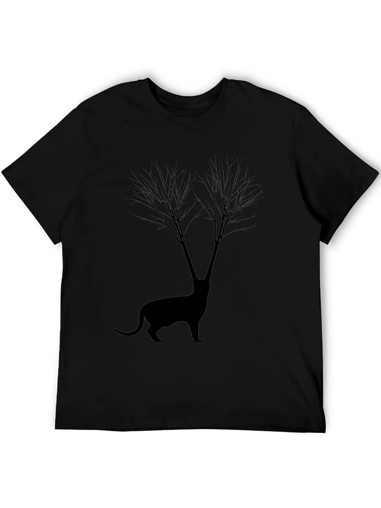 Silhouette Cat Tree Graphic Tee - Unisex Black T-Shirt