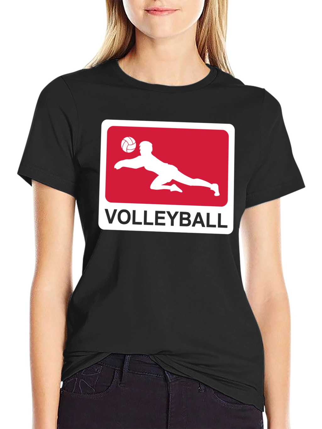 Volleyball Graphic Tee - Black Cotton Shirt
