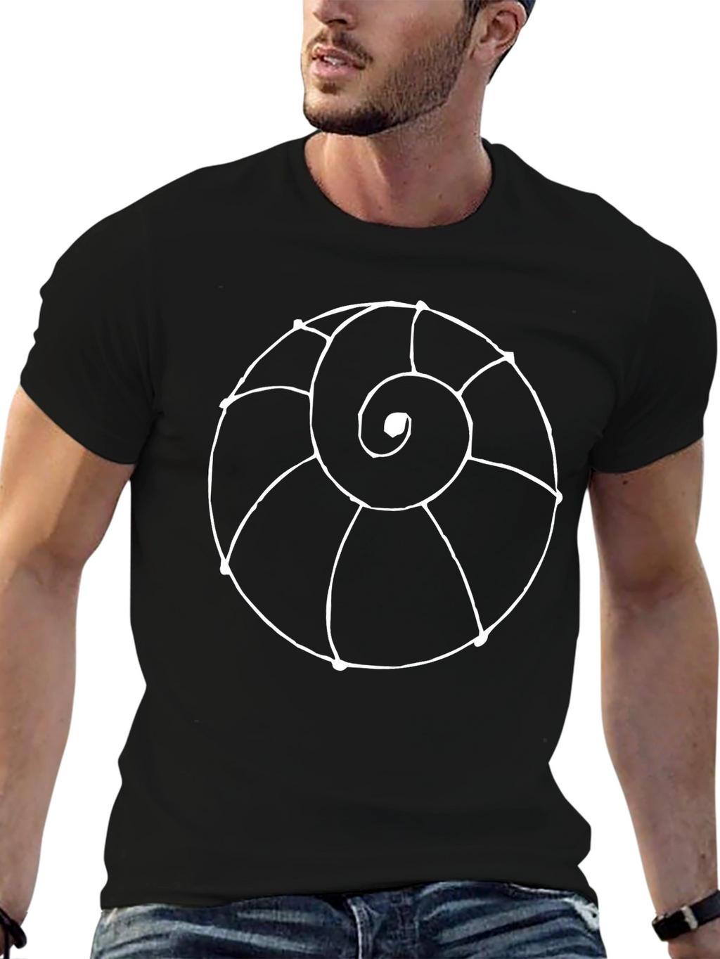 Nautilus Shell Graphic Black T-Shirt