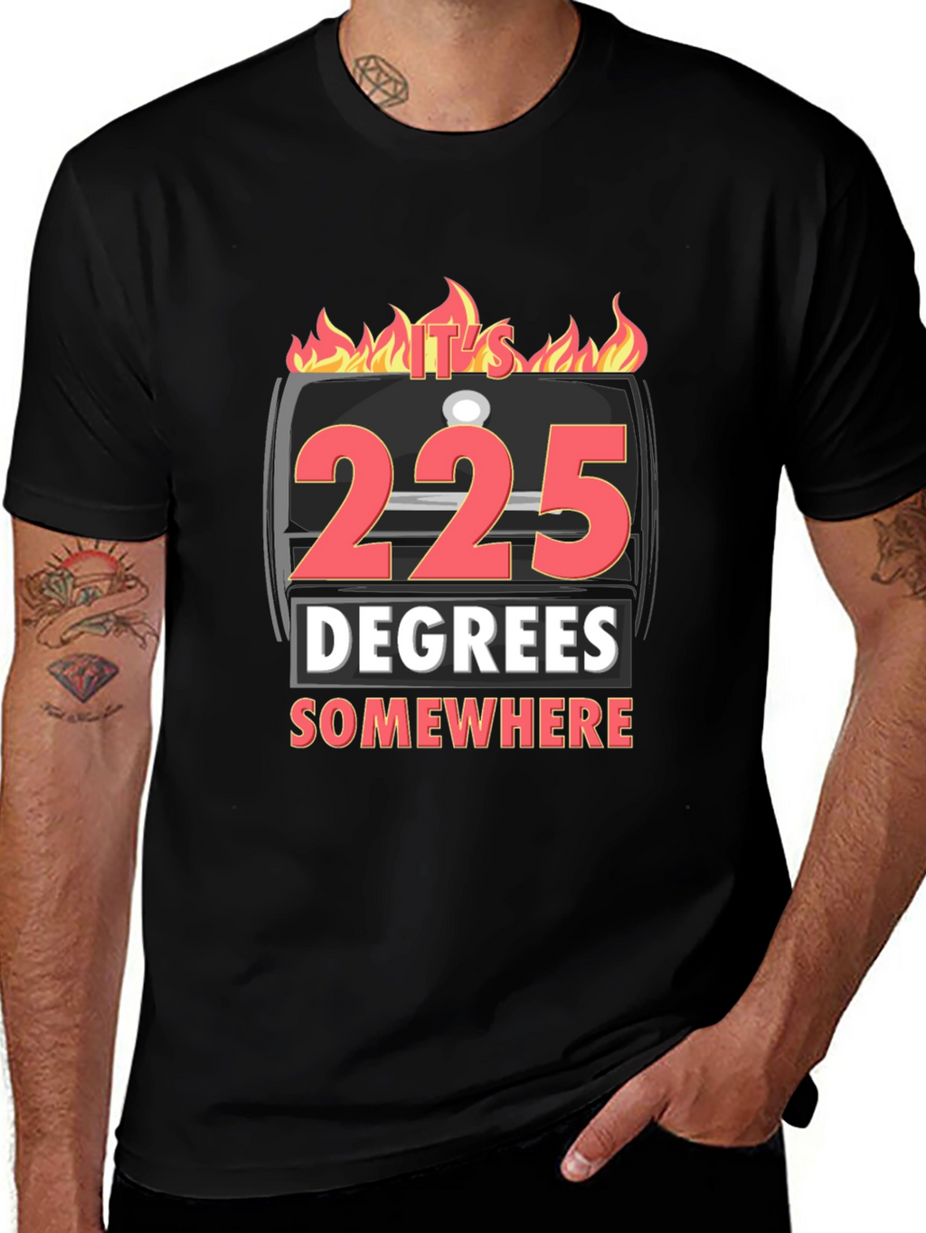 225 Degrees Somewhere BBQ Graphic T-Shirt