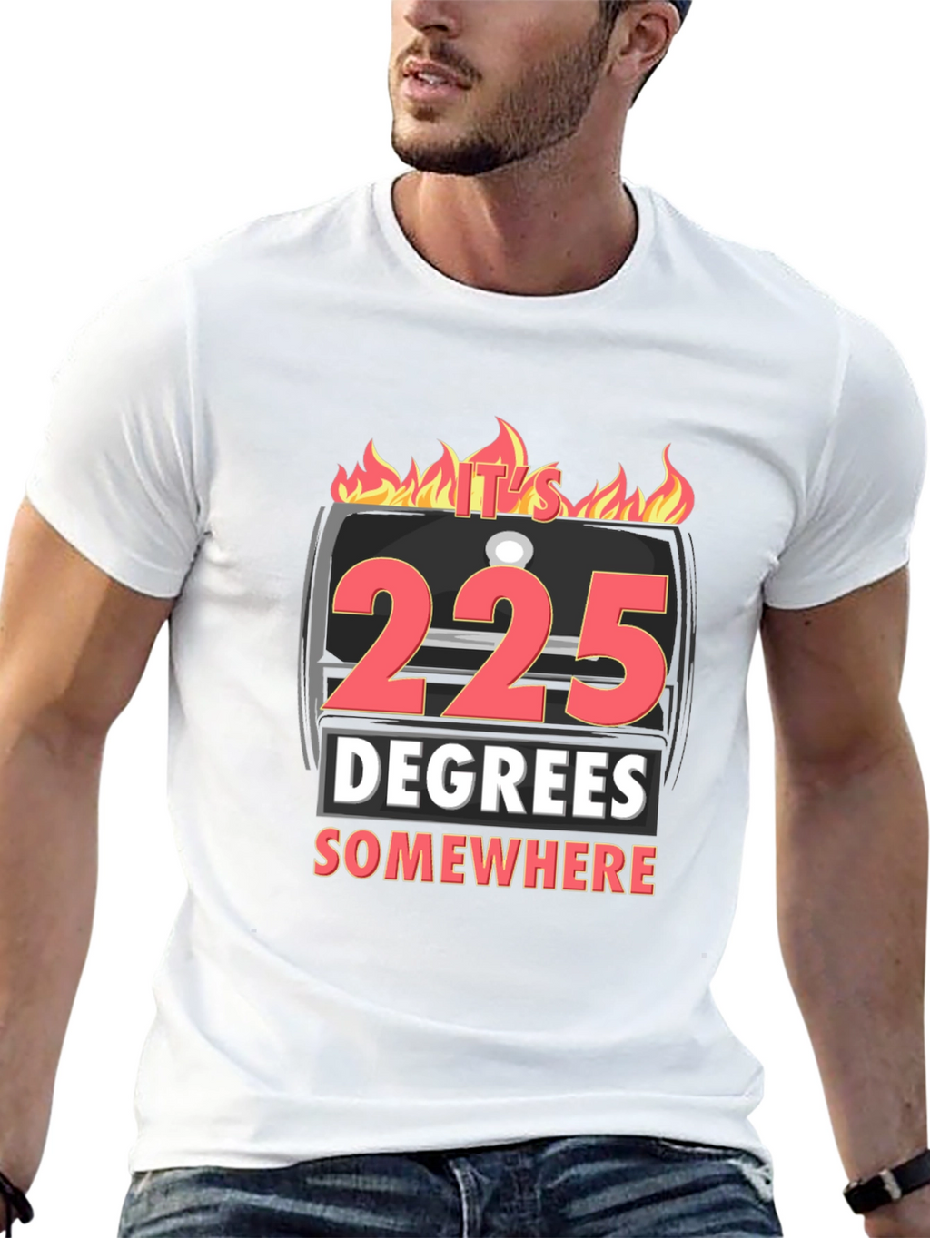 225 Degrees Somewhere BBQ Graphic T-Shirt