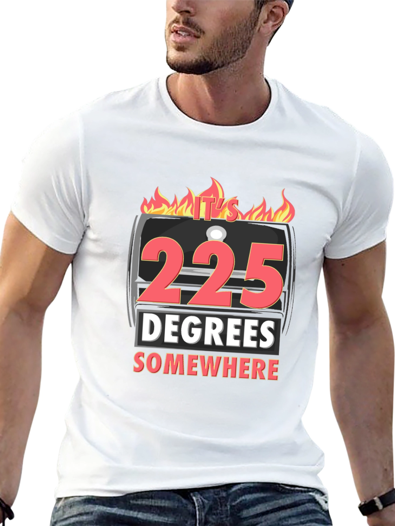225 Degrees Somewhere BBQ Graphic T-Shirt