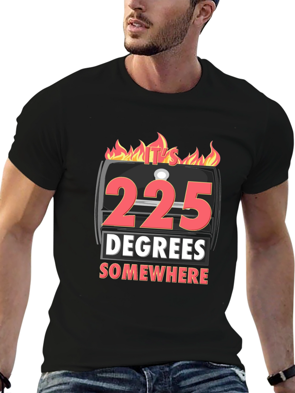 225 Degrees Somewhere BBQ Graphic T-Shirt