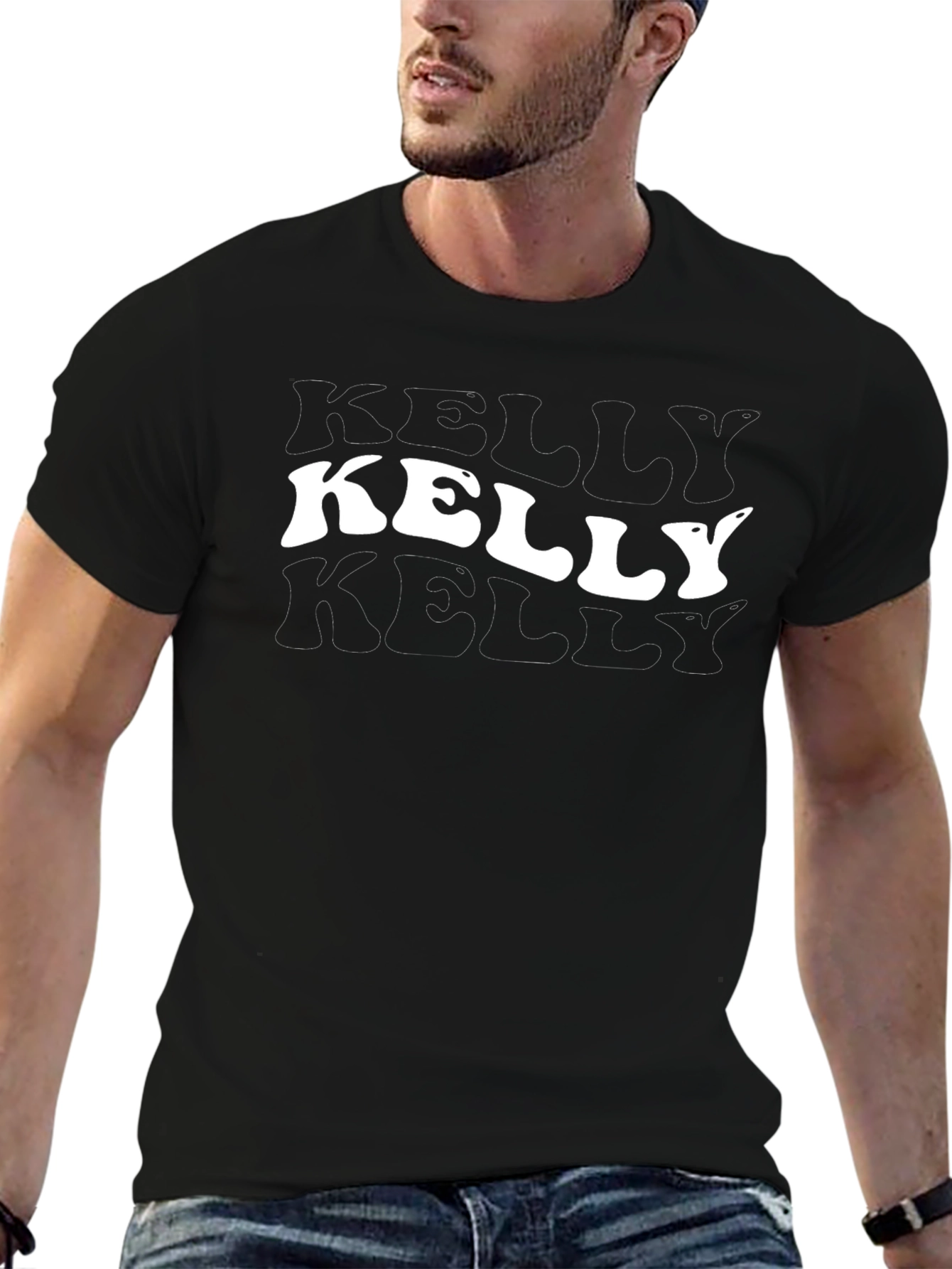 Retro Kelly Graphic Print Black T-Shirt