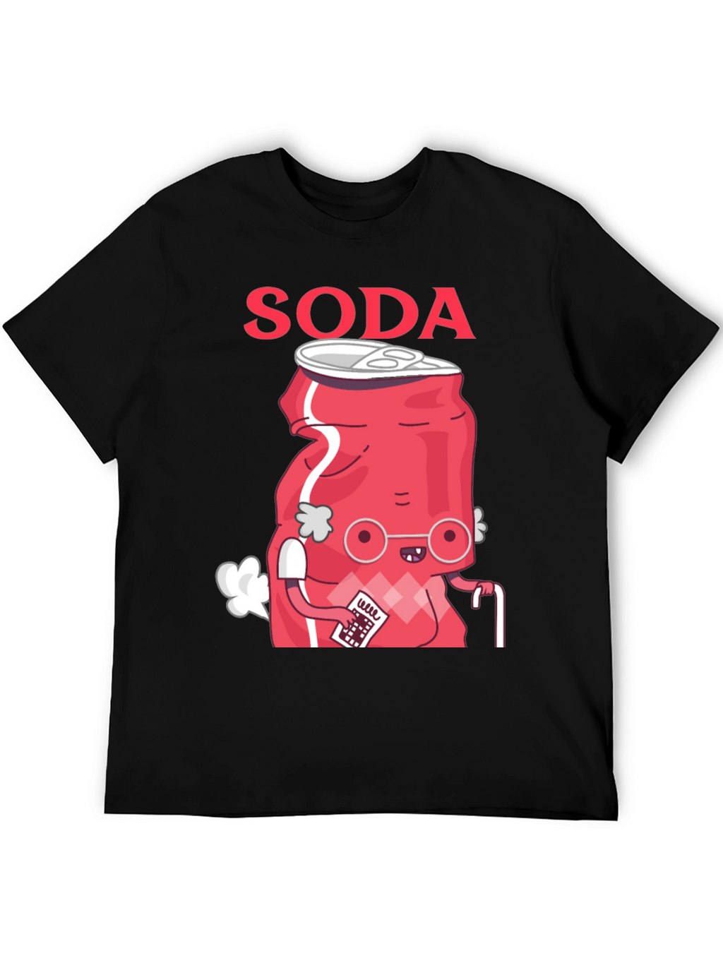 Funny Soda Cartoon T-Shirt - Black Cotton Blend Tee