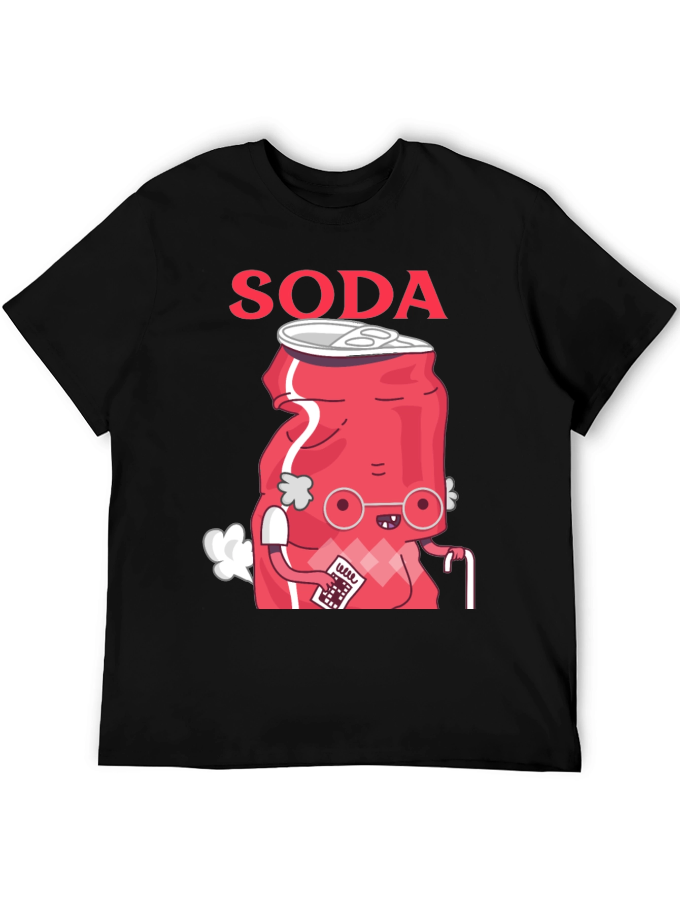Funny Soda Cartoon T-Shirt - Black Cotton Blend Tee