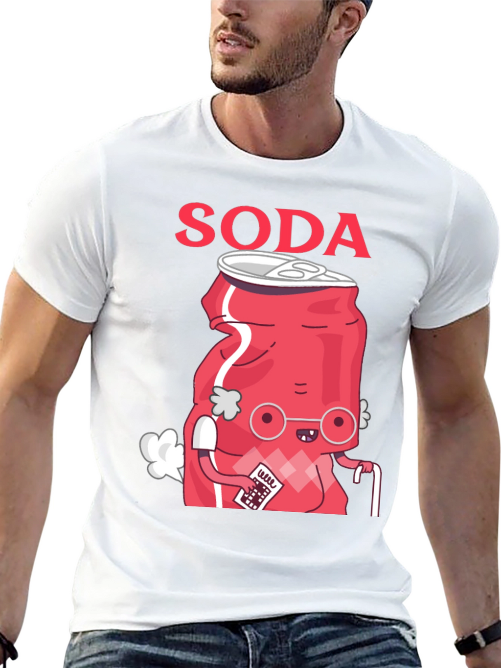 Funny Soda Cartoon T-Shirt - Black Cotton Blend Tee