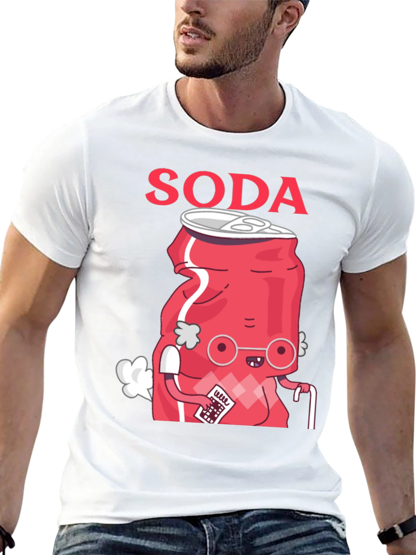Funny Soda Cartoon T-Shirt - Black Cotton Blend Tee