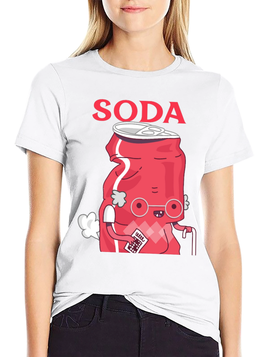 Funny Soda Cartoon T-Shirt - Black Cotton Blend Tee