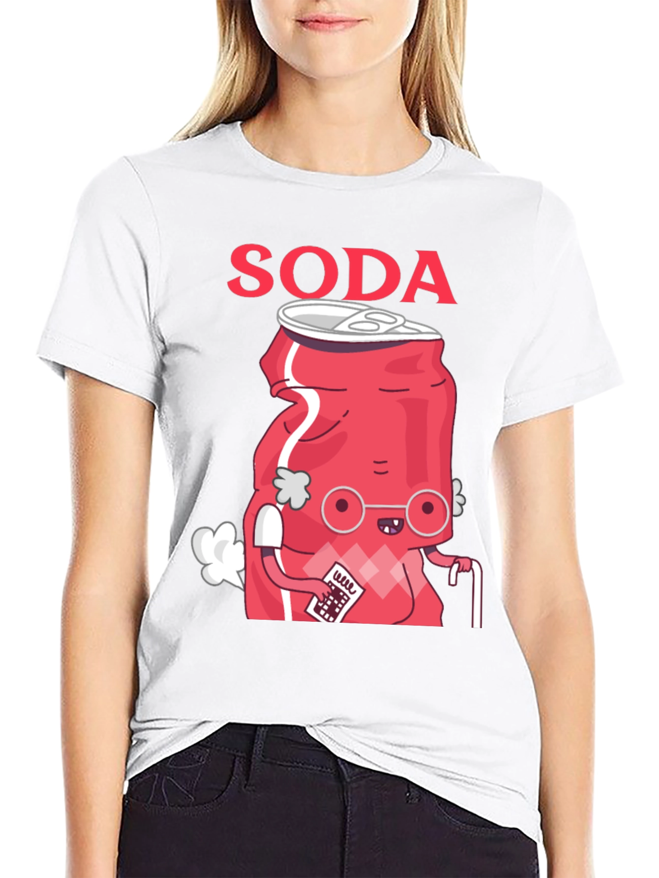 Funny Soda Cartoon T-Shirt - Black Cotton Blend Tee