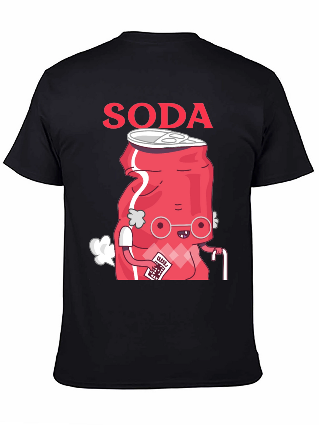 Funny Soda Cartoon T-Shirt - Black Cotton Blend Tee