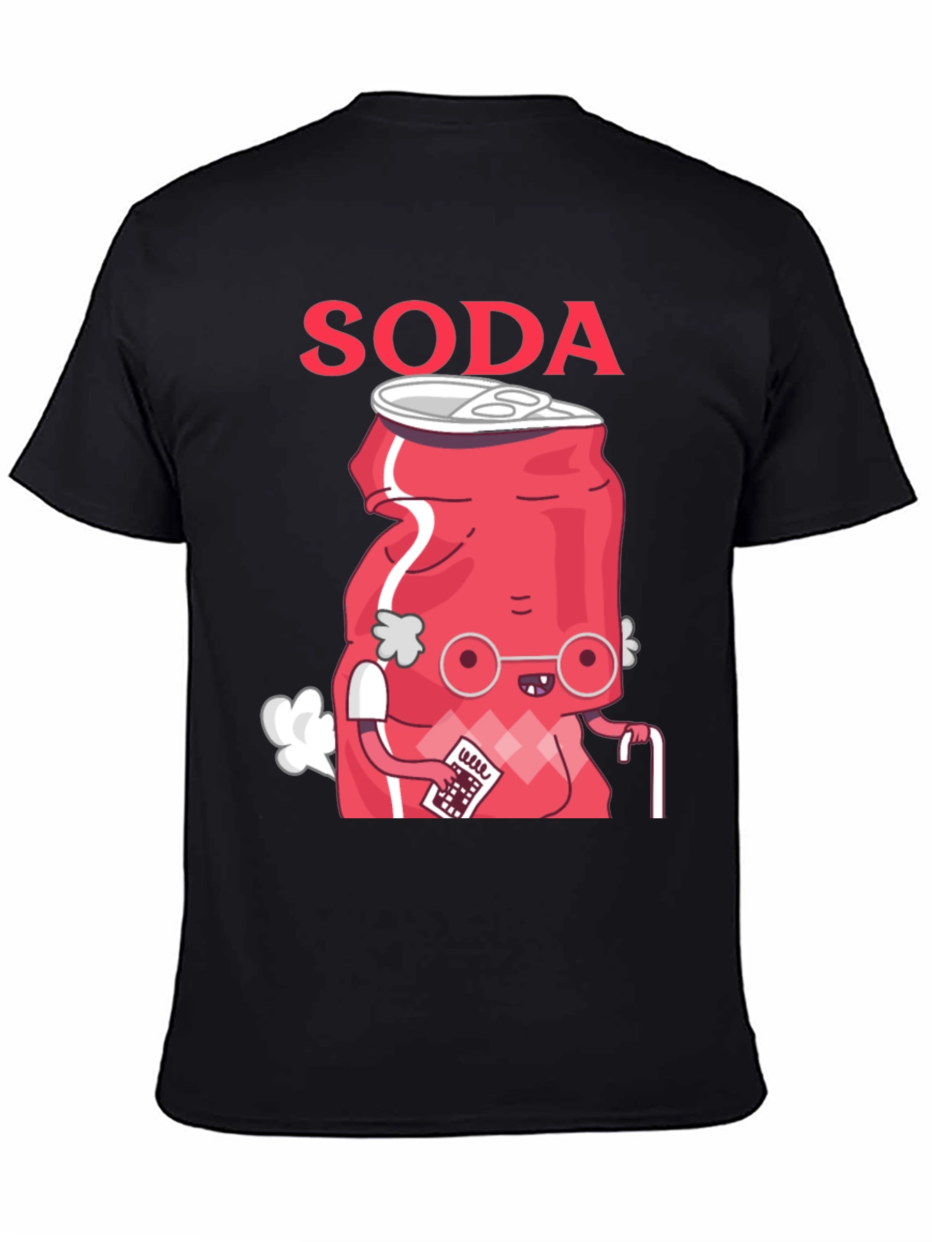 Funny Soda Cartoon T-Shirt - Black Cotton Blend Tee