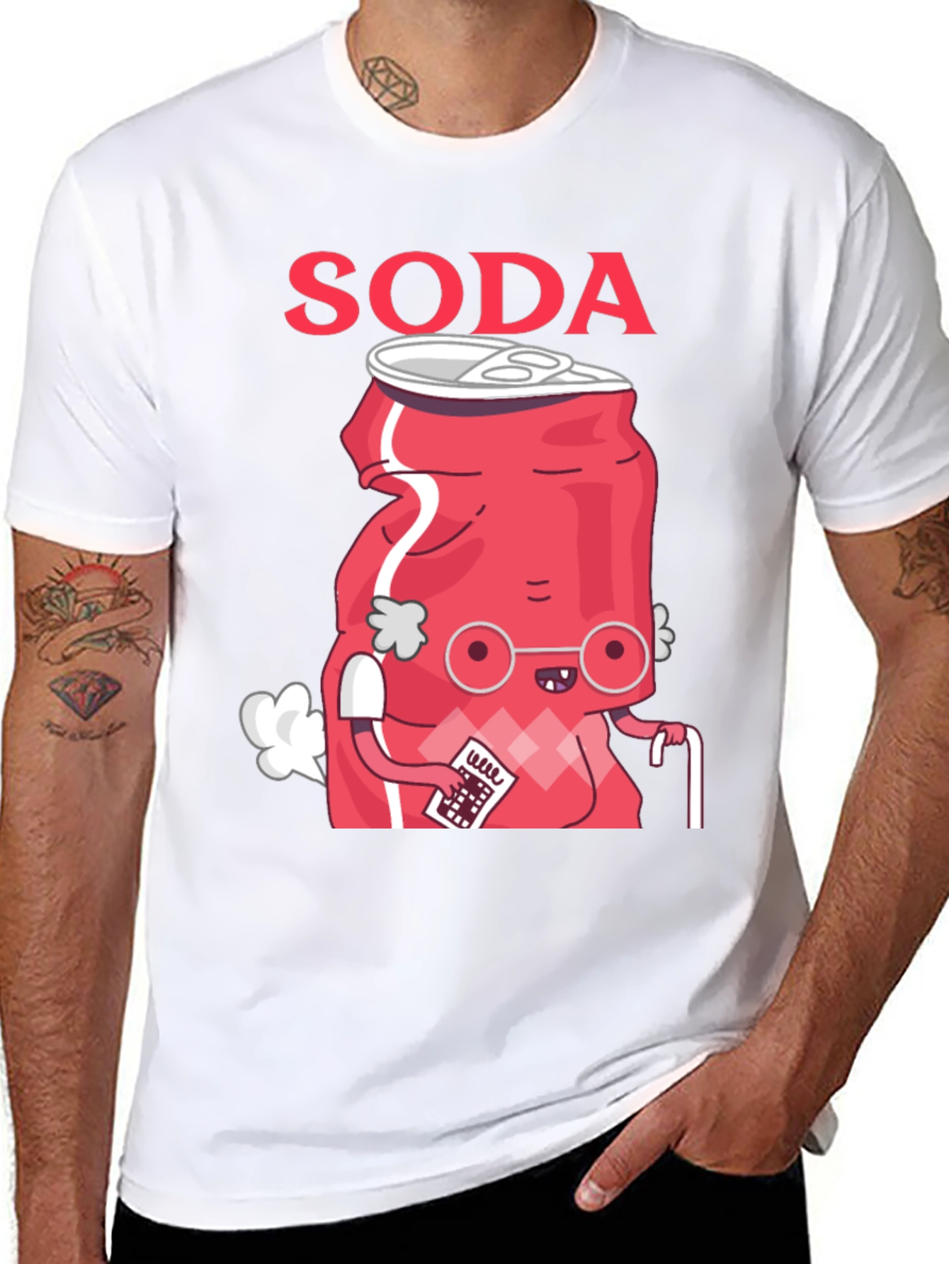 Funny Soda Cartoon T-Shirt - Black Cotton Blend Tee