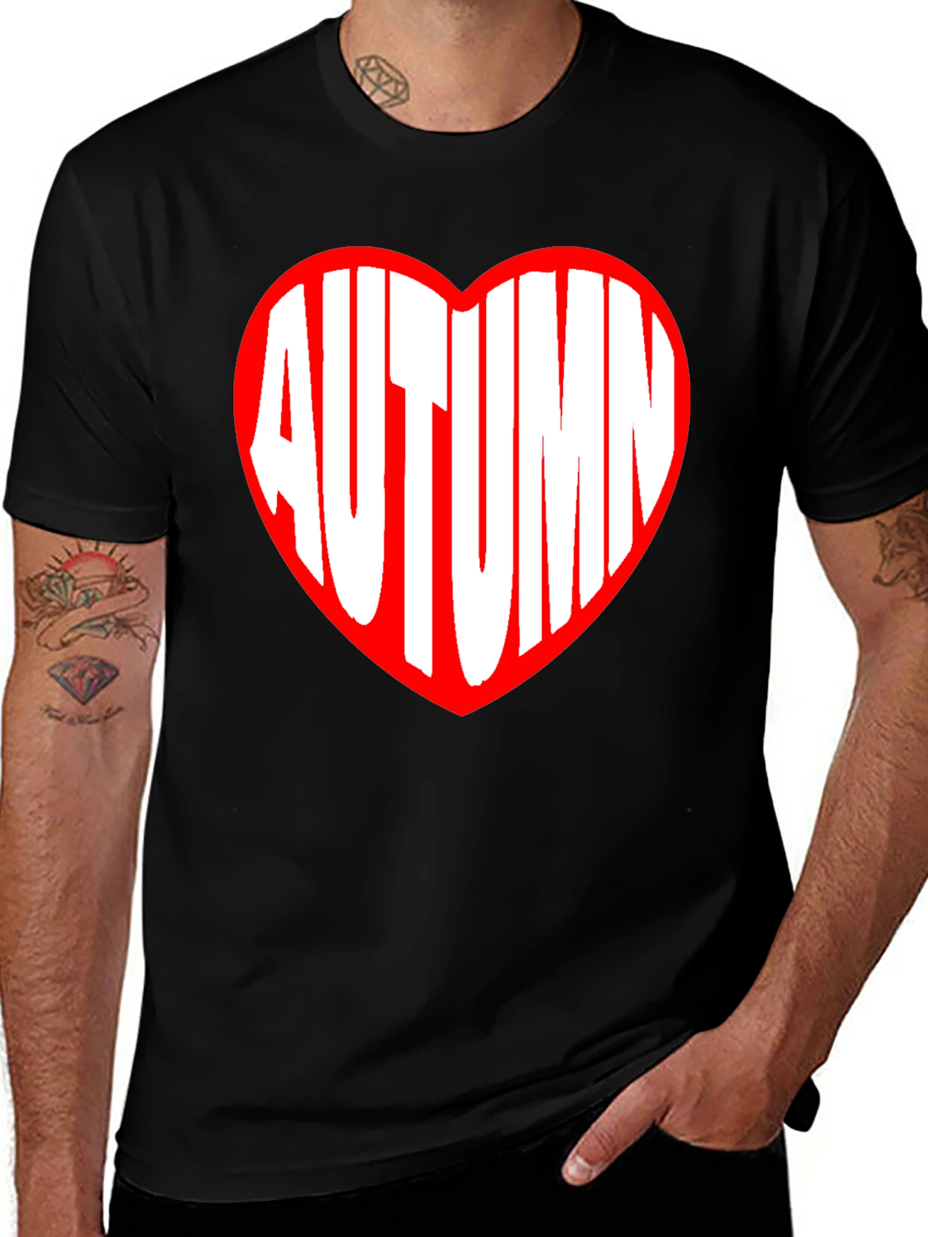 Autumn Heart Graphic Tee - Black