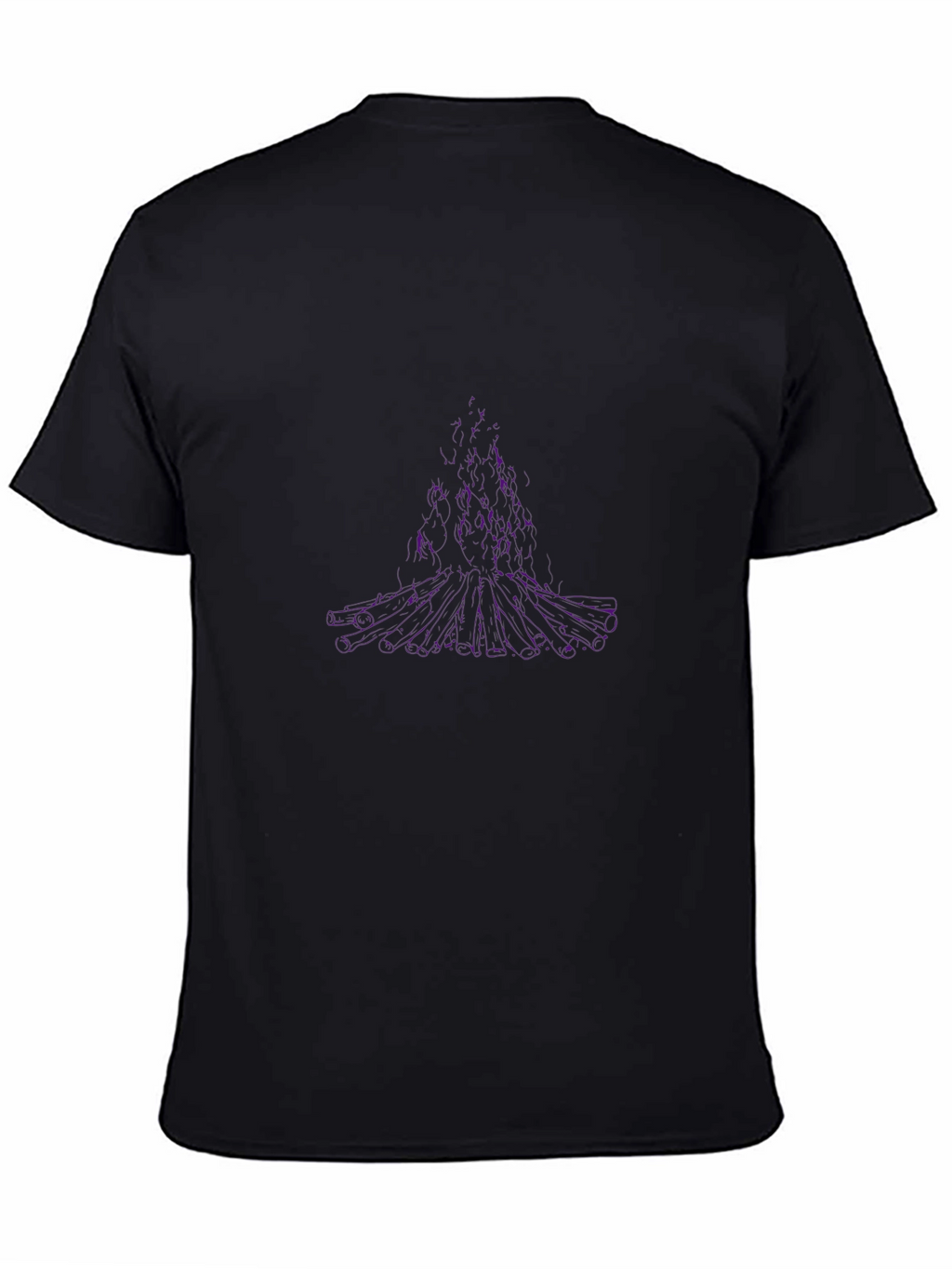 Abstract Purple Tree Graphic Black T-Shirt