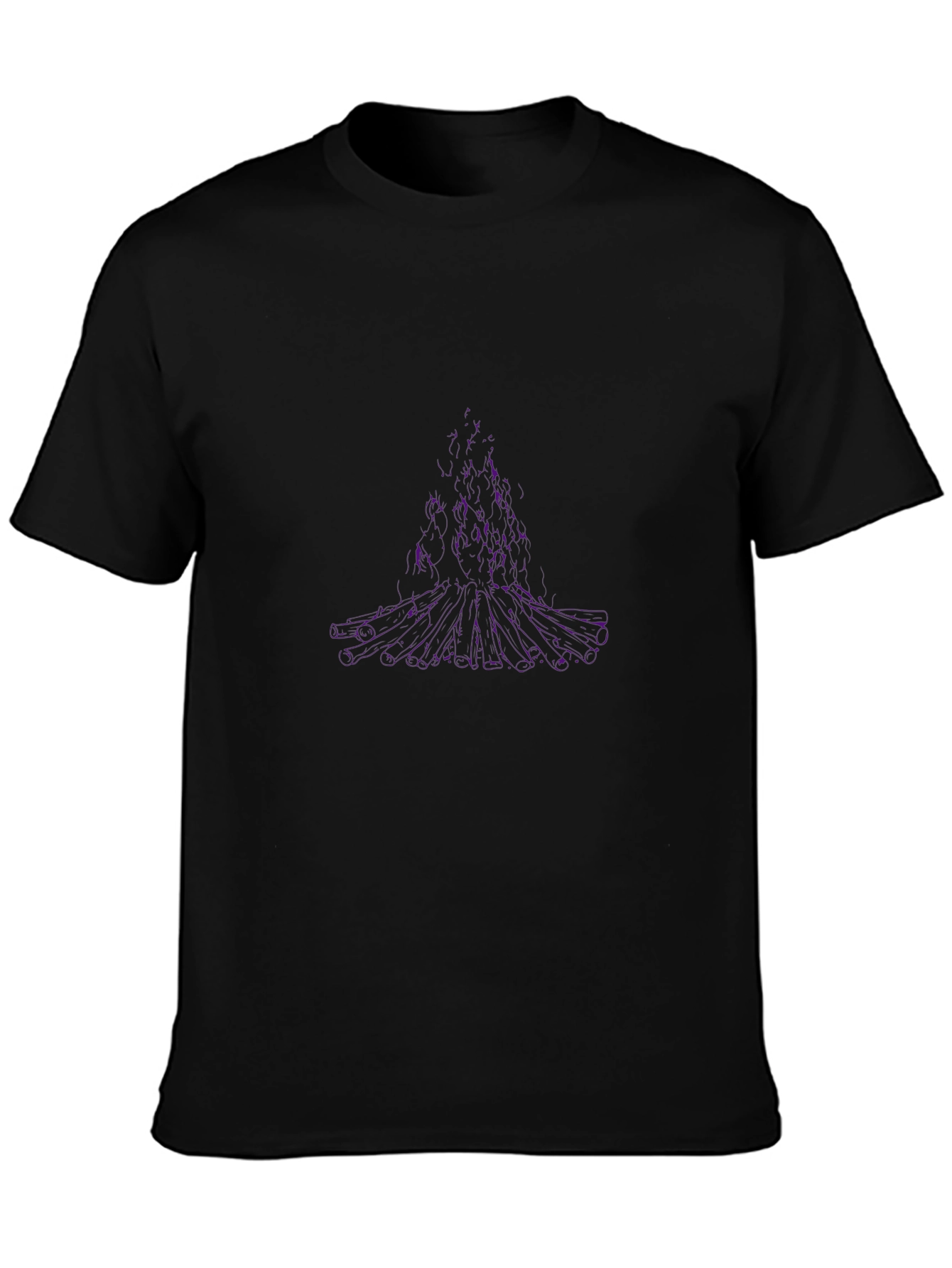 Abstract Purple Tree Graphic Black T-Shirt