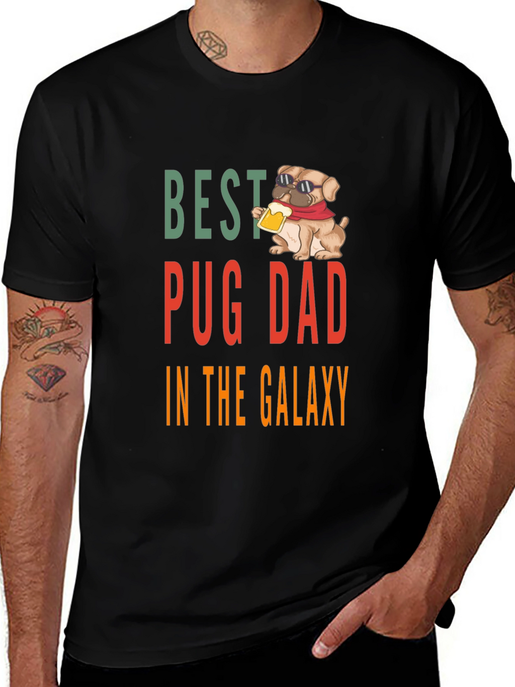 Best Pug Dad T-Shirt - Galaxy Edition