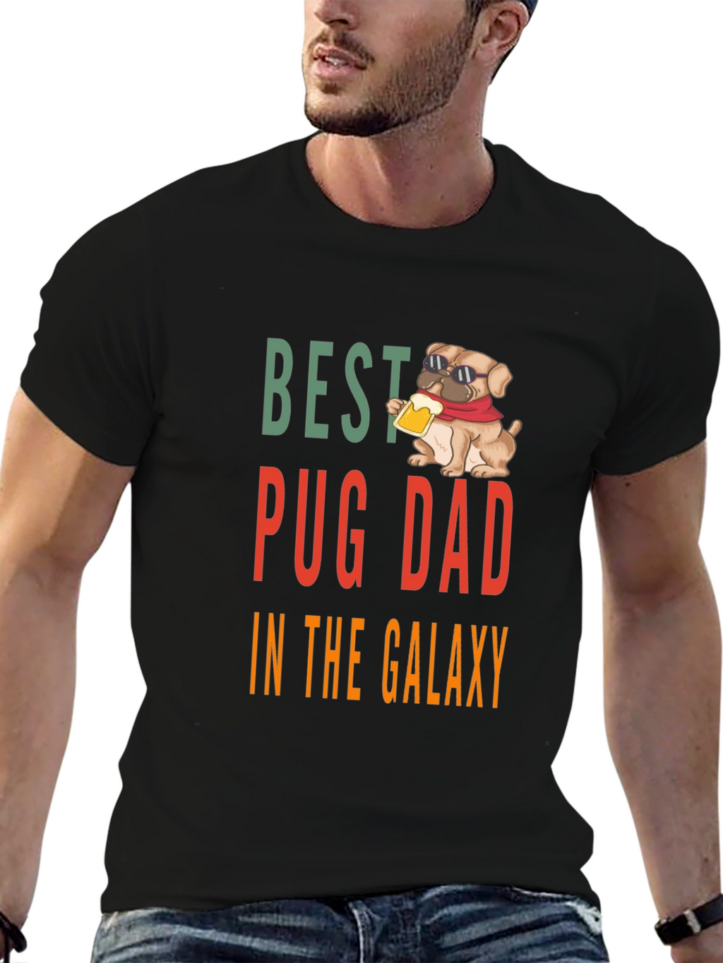 Best Pug Dad T-Shirt - Galaxy Edition