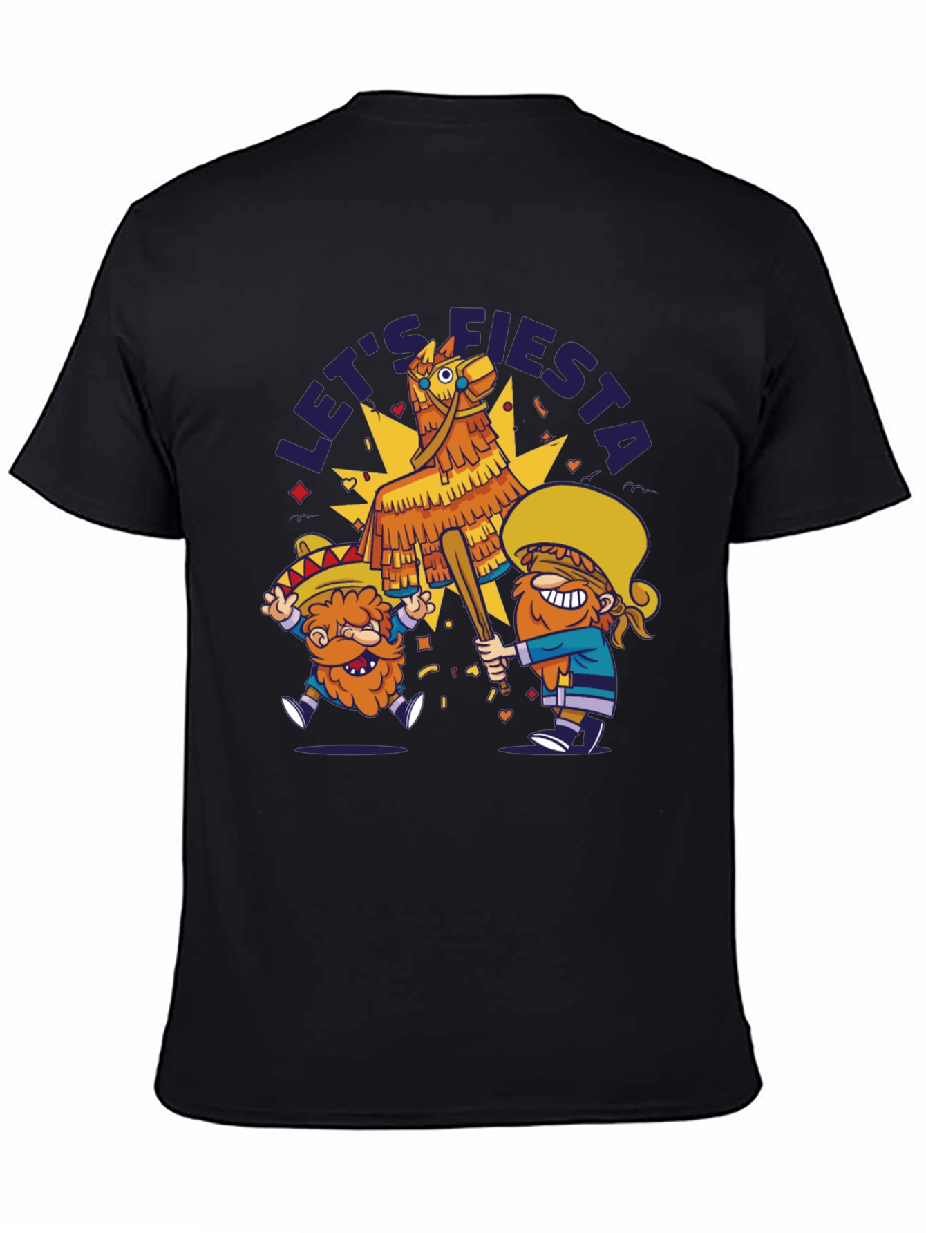 Lets Fiesta Piñata T-Shirt - Black Cotton Tee