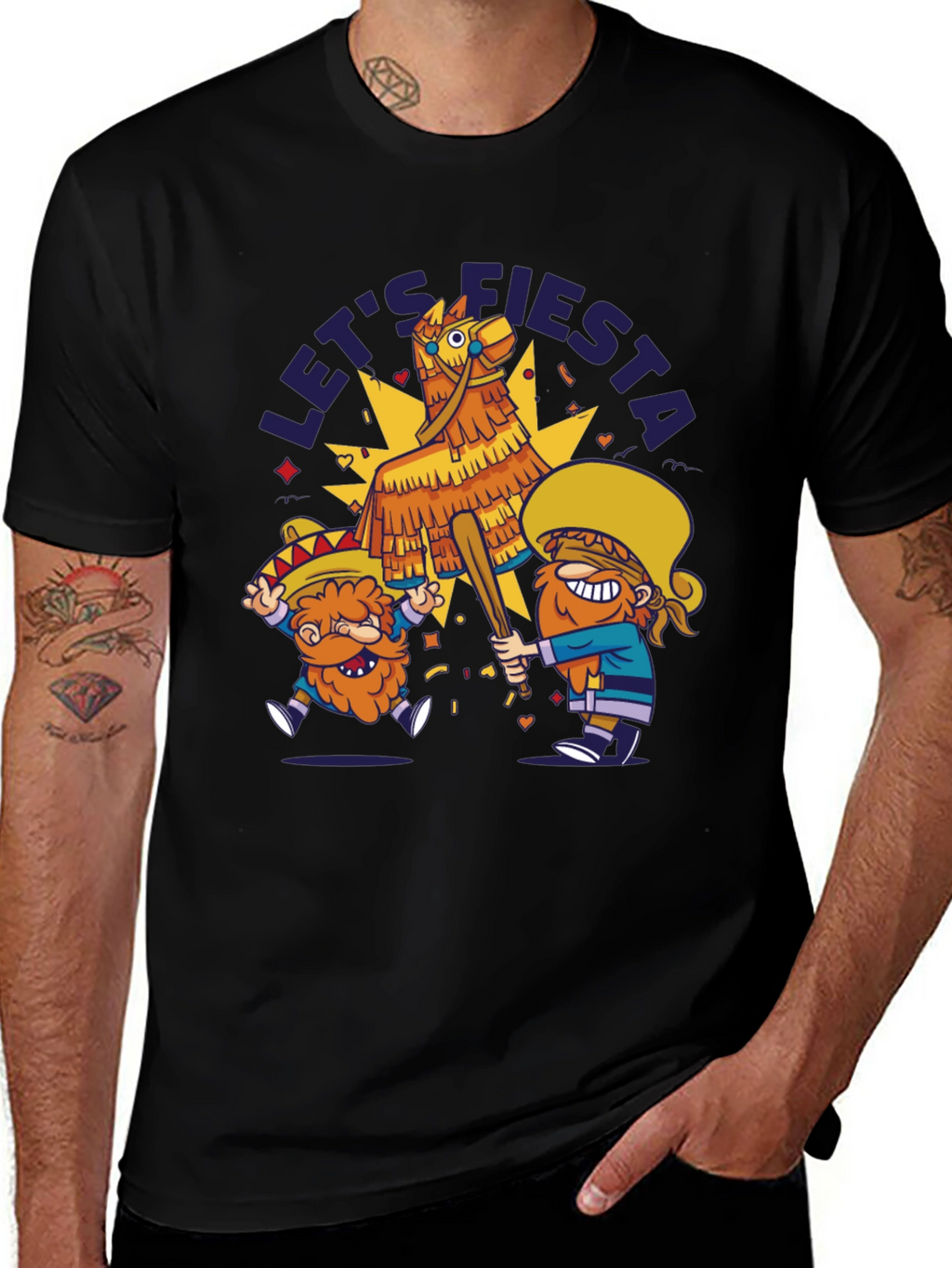 Lets Fiesta Piñata T-Shirt - Black Cotton Tee