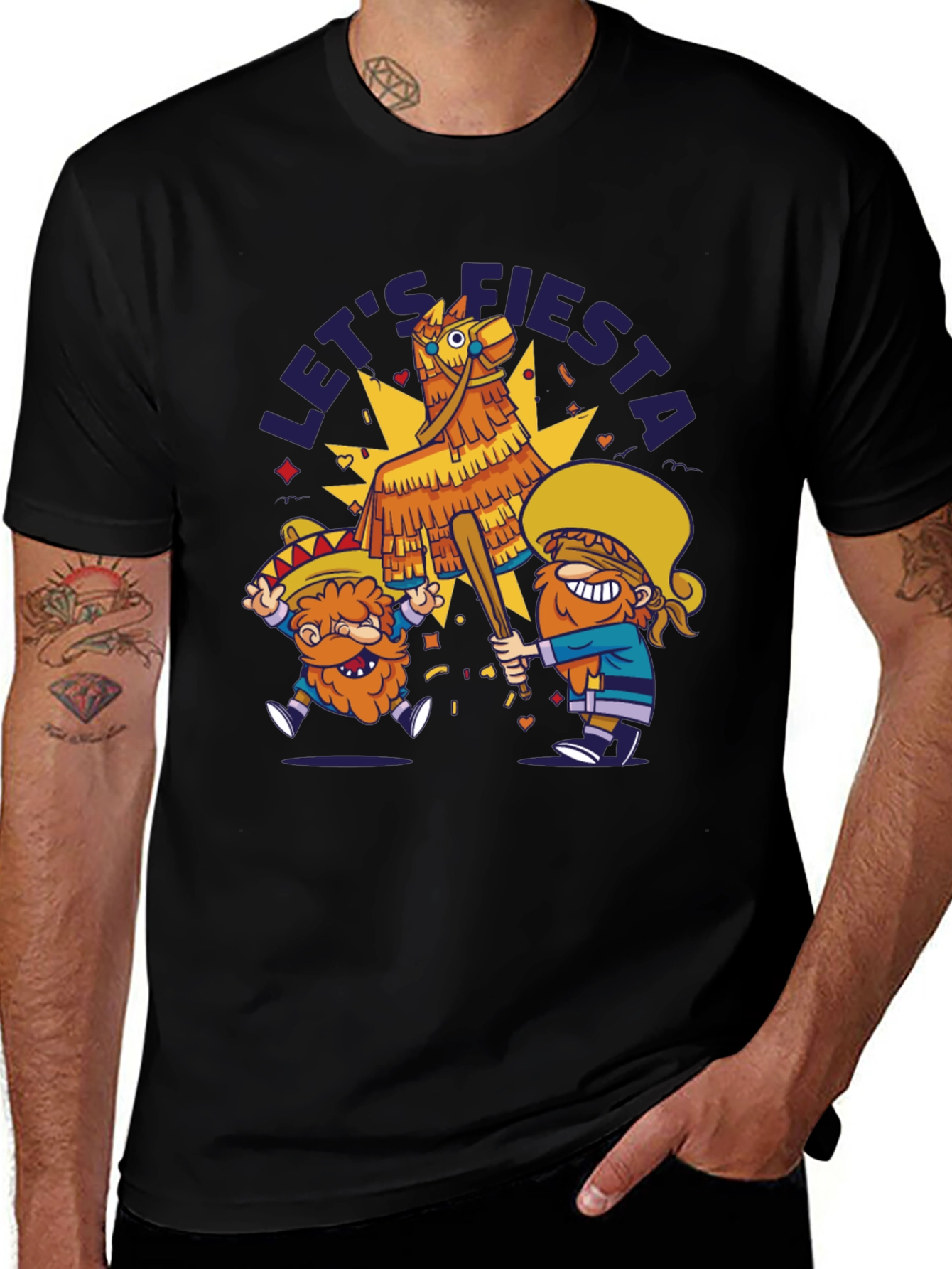Lets Fiesta Piñata T-Shirt - Black Cotton Tee