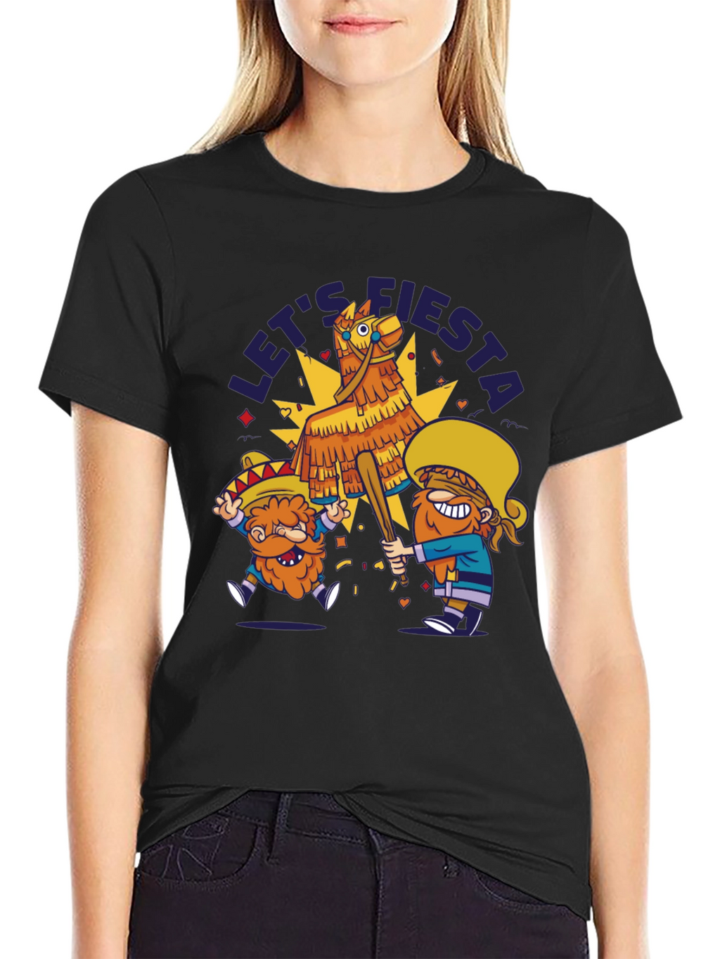 Lets Fiesta Piñata T-Shirt - Black Cotton Tee