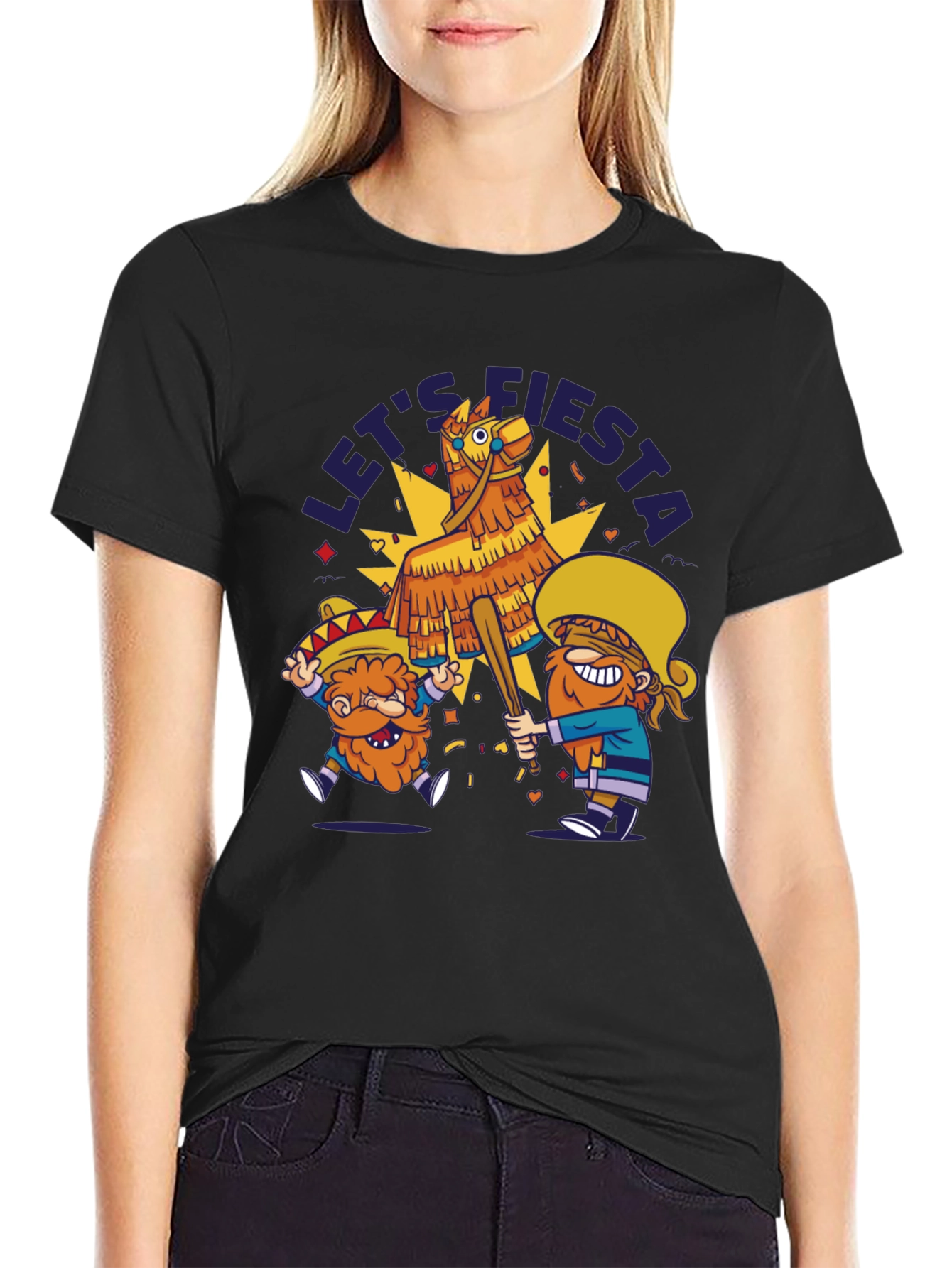 Lets Fiesta Piñata T-Shirt - Black Cotton Tee