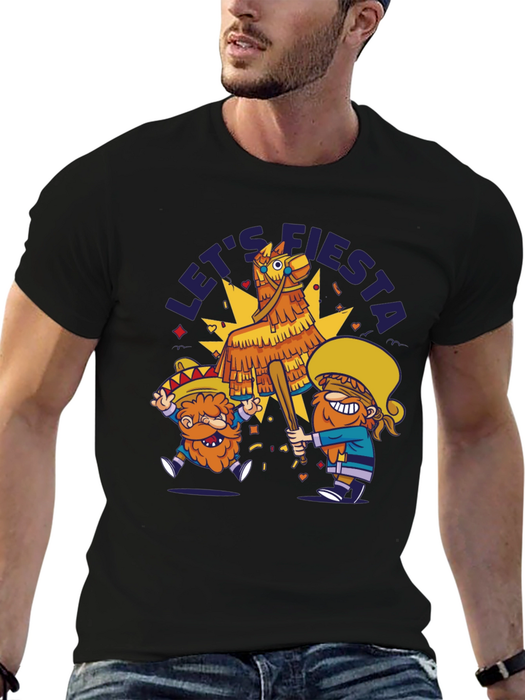 Lets Fiesta Piñata T-Shirt - Black Cotton Tee